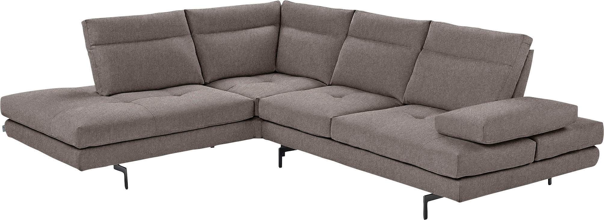 CALIA ITALIA Ecksofa "Toby Wing, B/T: 288/232 cm, Designsofa mit sensationellem Sitzkomfort" L-Form, Sitztiefenverstellung, funktionale Ecke, Füße in schwarz matt