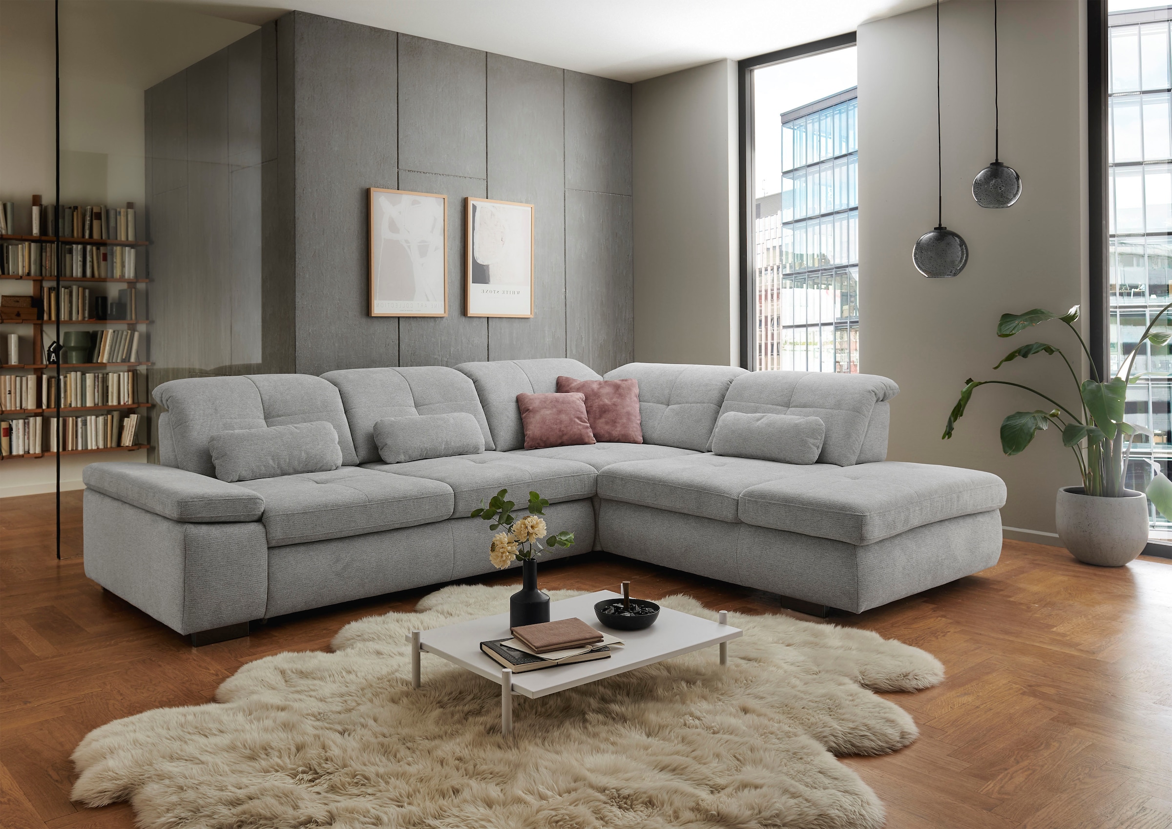 Die PlanBar Ecksofa »MP-IN16012 L-Form mit Federkern-Polsterung« inkl. Sitztiefenverstellung, optional mit Funktionen,