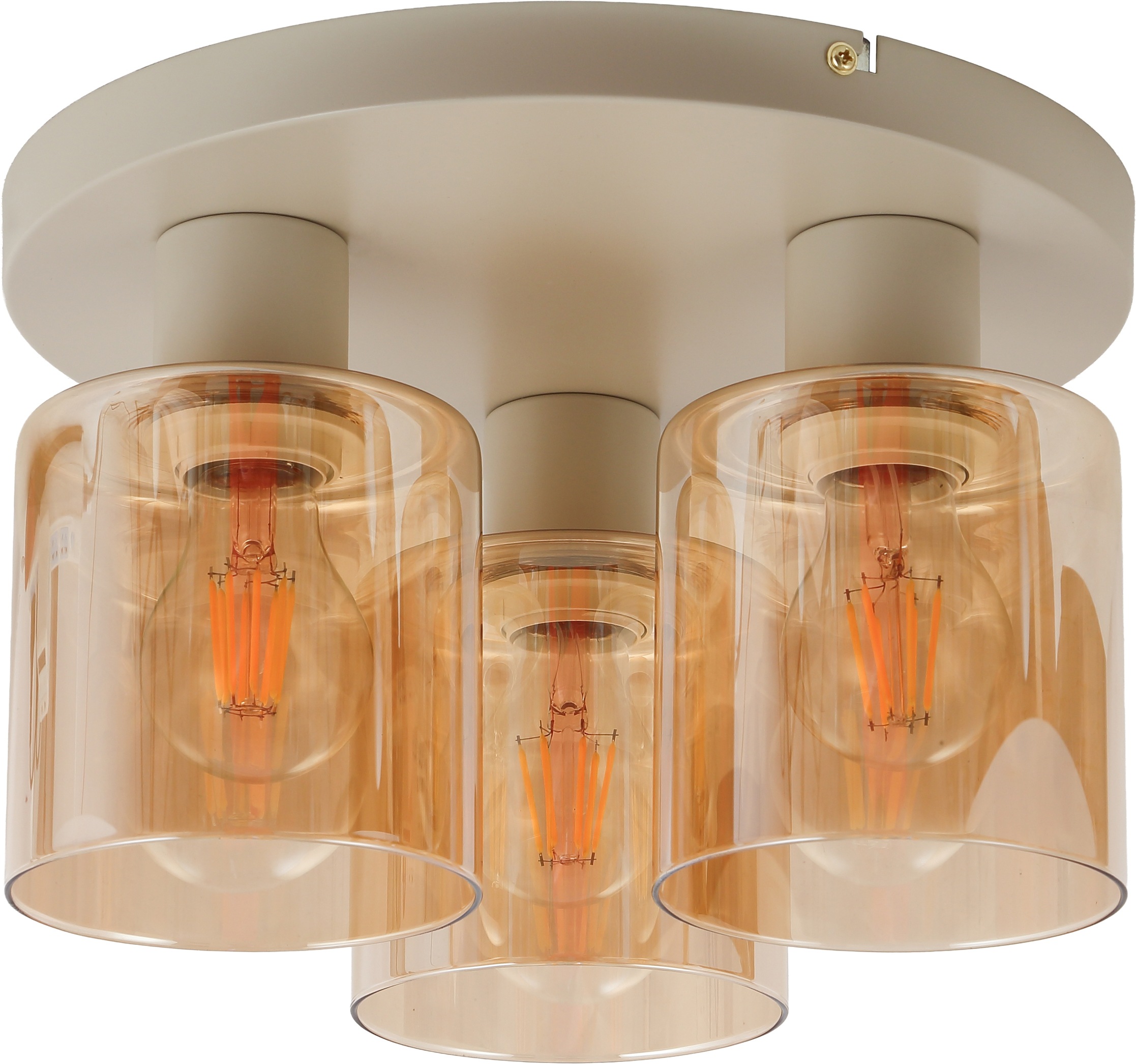 Brilliant Deckenleuchte »Lyska« E27 1 Stk. Ø 31 cm x H 20 cm, 3x E27 Fassung, Metall/Glas, beige/bernsteinfarben