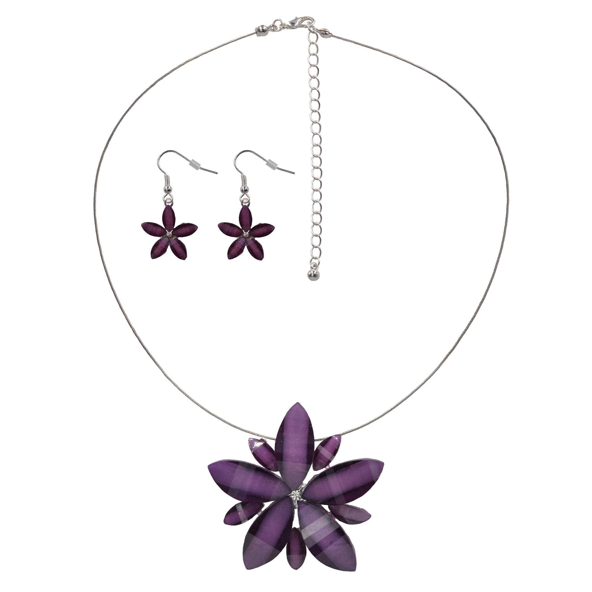 Paar Ohrhaken »Set aus Collier und Ohrhaken Blüte lila«