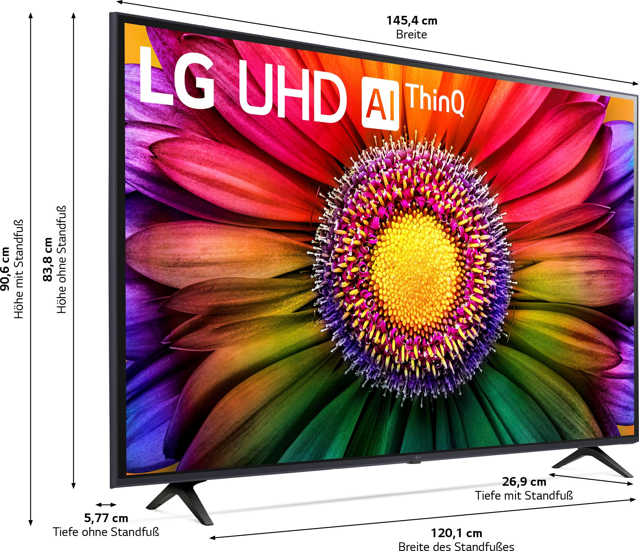 LG LED-Fernseher »65UR80006LJ«, Smart-TV, Pro,Filmmaker AI-Prozessor,HDR10,AI α5 Gen6 Zoll, BAUR Ultra Sound UHD, Mode cm/65 164 | 4K HD, 4K