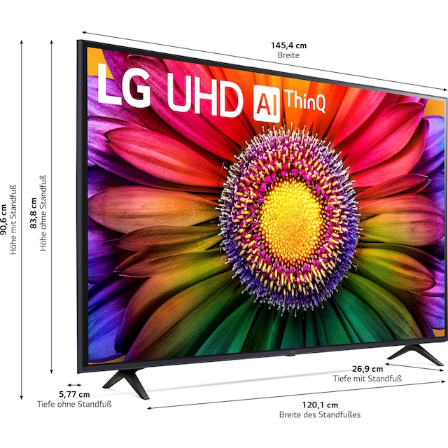 LG LED-Fernseher »65UR80006LJ«, 164 cm/65 Zoll, 4K Ultra HD, Smart-TV, UHD, α5 Gen6 4K AI-Prozessor,HDR10,AI Sound Pro,Filmmaker Mode | BAUR