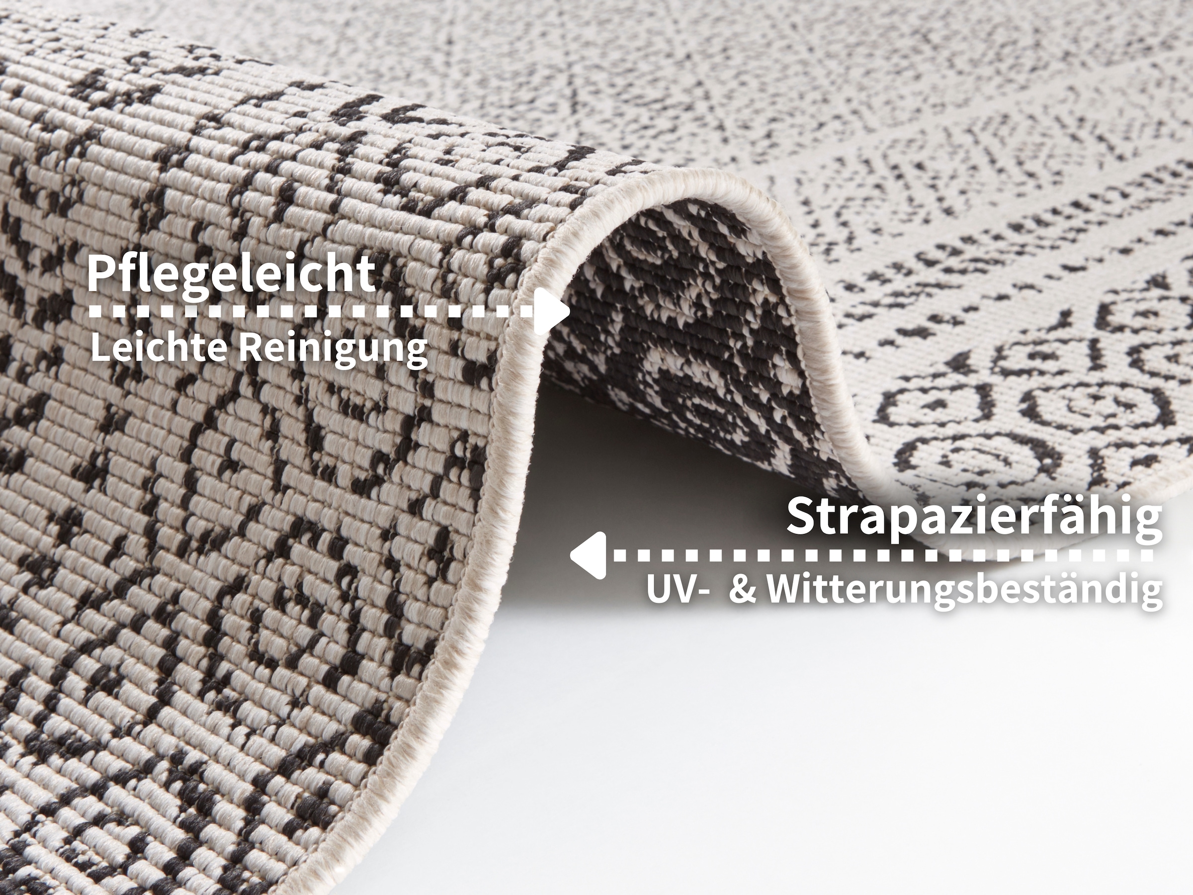 my home Teppich »Bernard Wendeteppich«, rechteckig, 5 mm Höhe, auch als Läufer, Robust, Pflegeleicht, Flachgewebe, In- und Outdoor