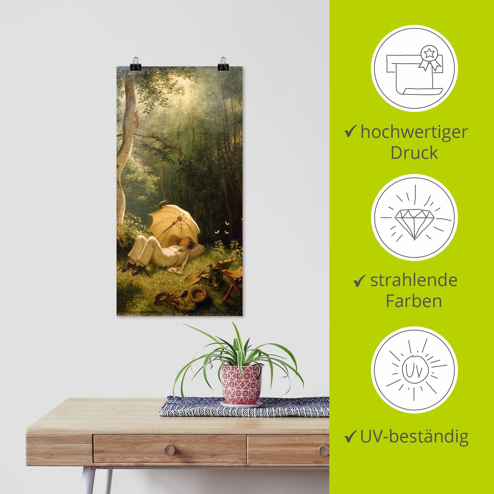 Artland Kunstdruck »Der Maler (Rast im Walde)«, Mann, (1 St.), als Leinwandbild, Wandaufkleber oder Poster in versch. Größen