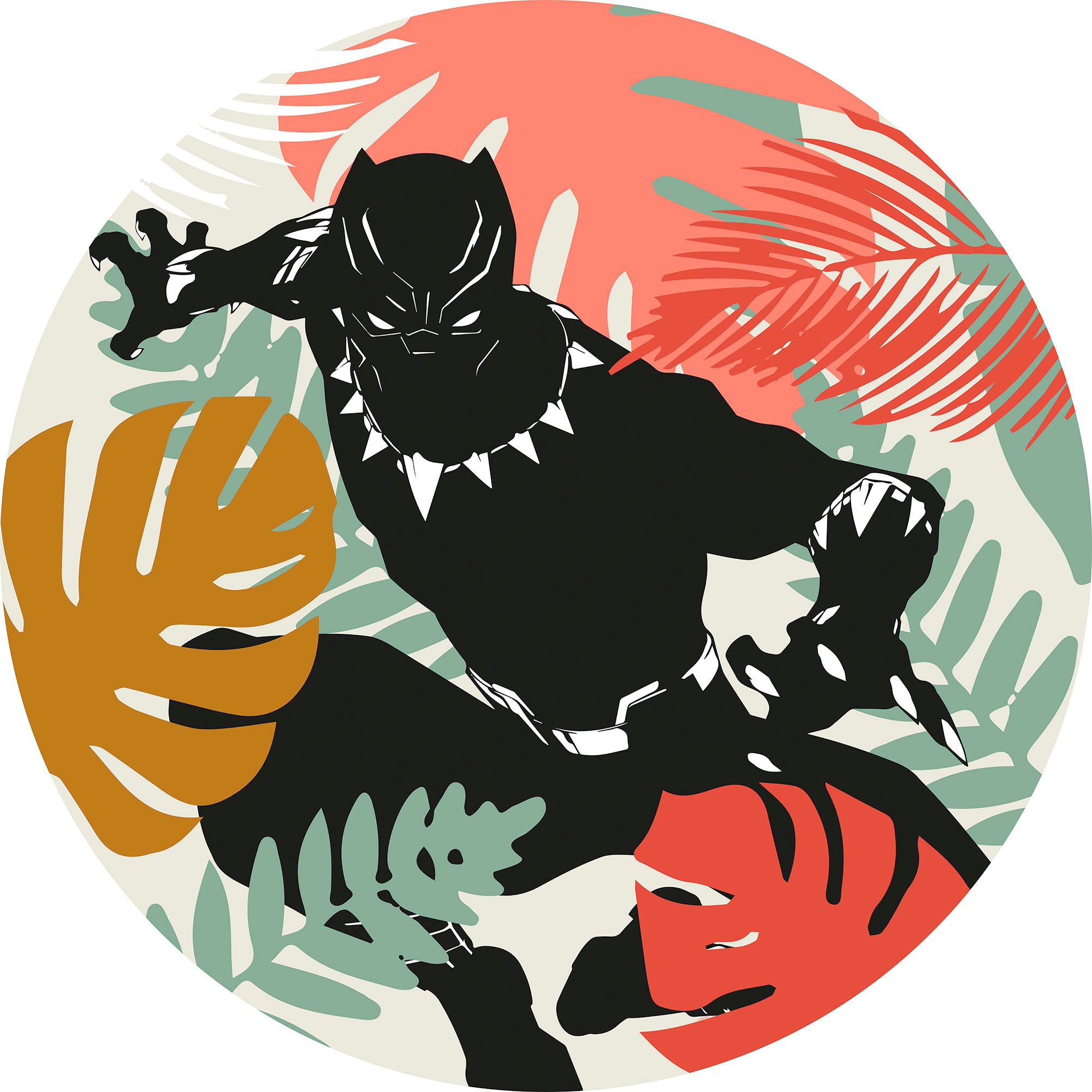 Komar Wandtattoo »Winter Tropics Black Panther«, (1 St.), 125x125 cm  (Breite x Höhe), rund und selbstklebend | BAUR