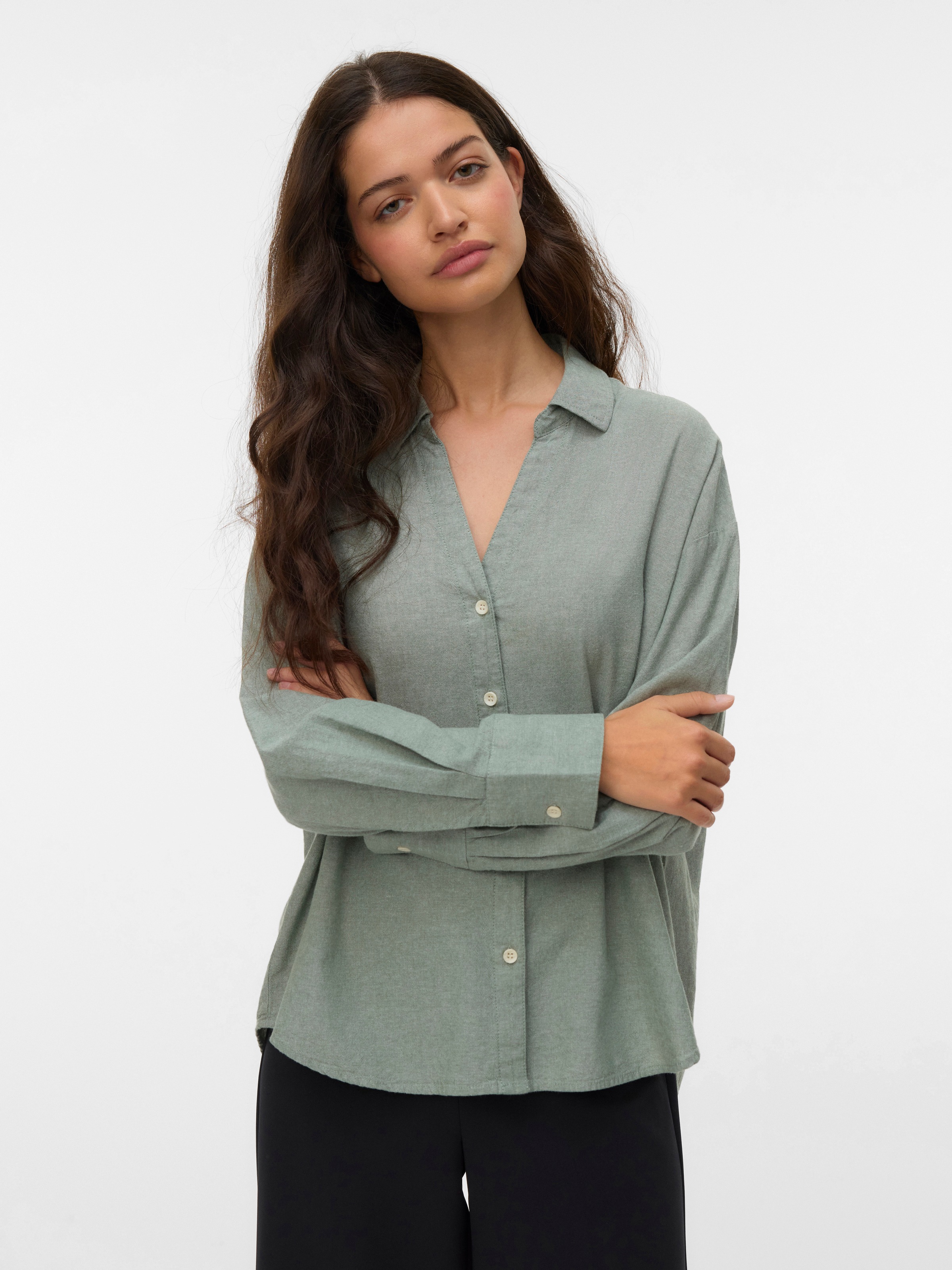 Vero Moda Langarmbluse "VMNORMA LS CHAMBRAY SHIRT" Baumwolle, loose fit