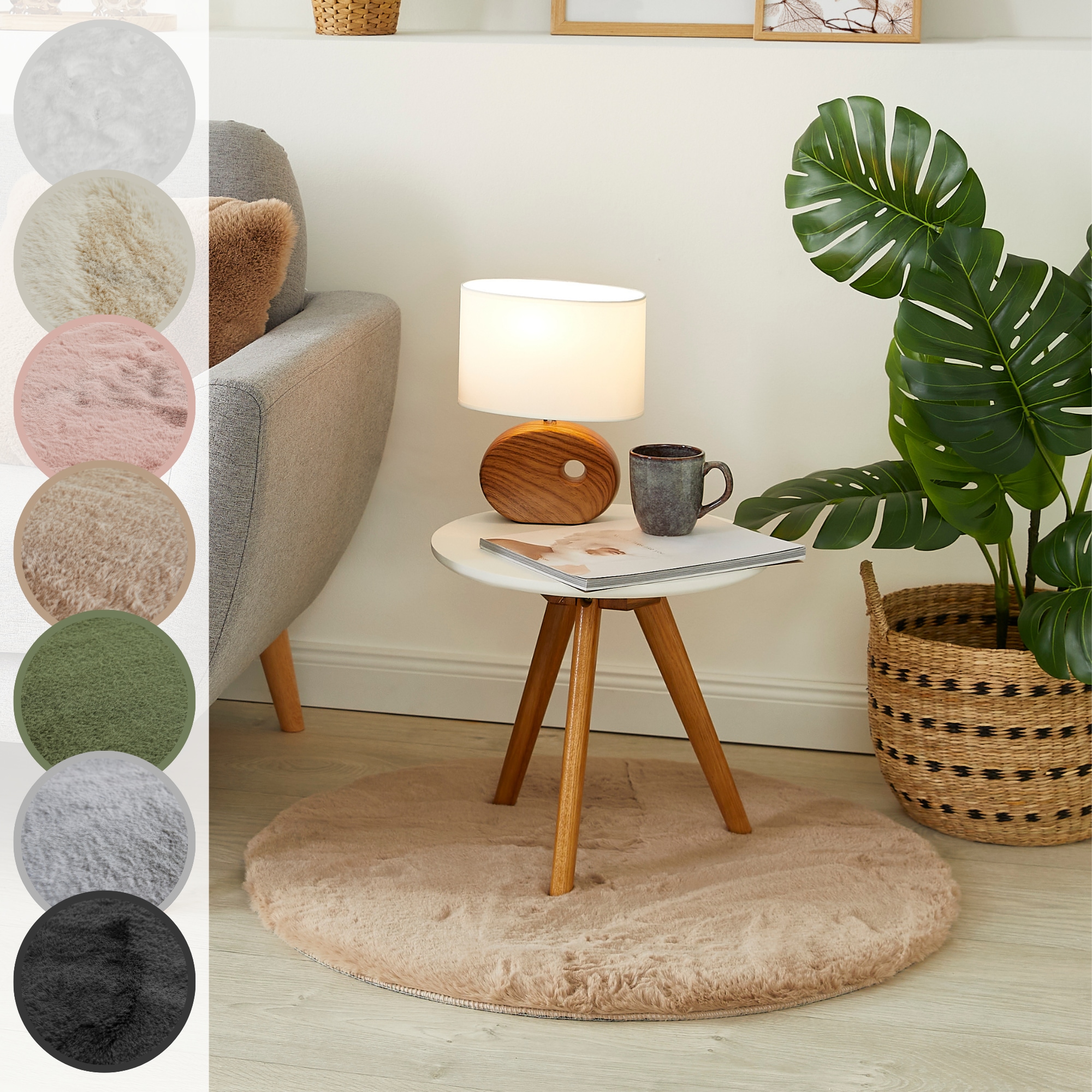 LUXOR living Fellteppich "Novara" rund 30 mm Höhe Kunstfell, Kaninchenfell-Haptik, besonders weicher Hochflor
