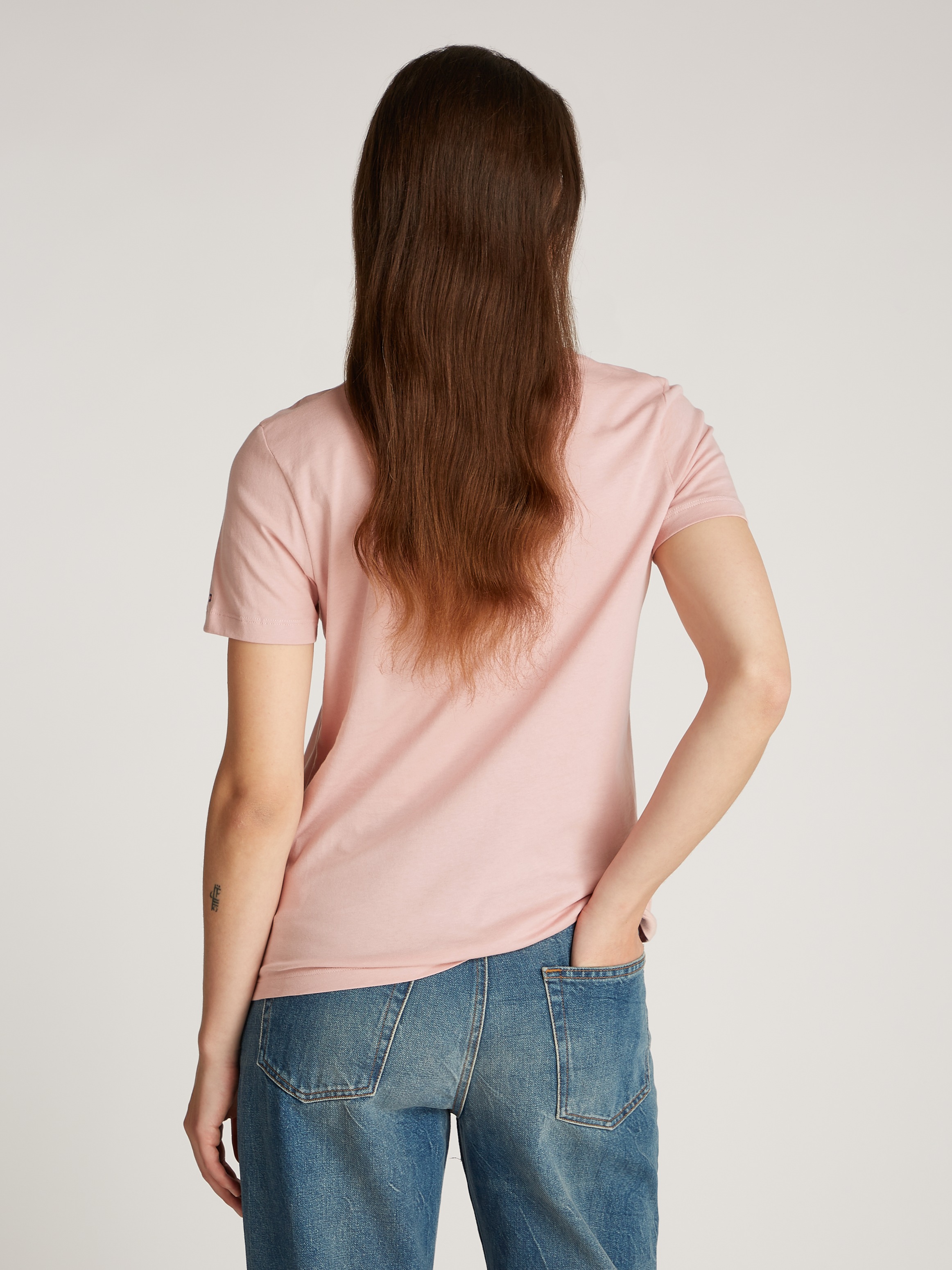 Tommy Hilfiger T-Shirt "REG CORP LOGO C-NK mit Logoschriftzug und Stickerei günstig online kaufen