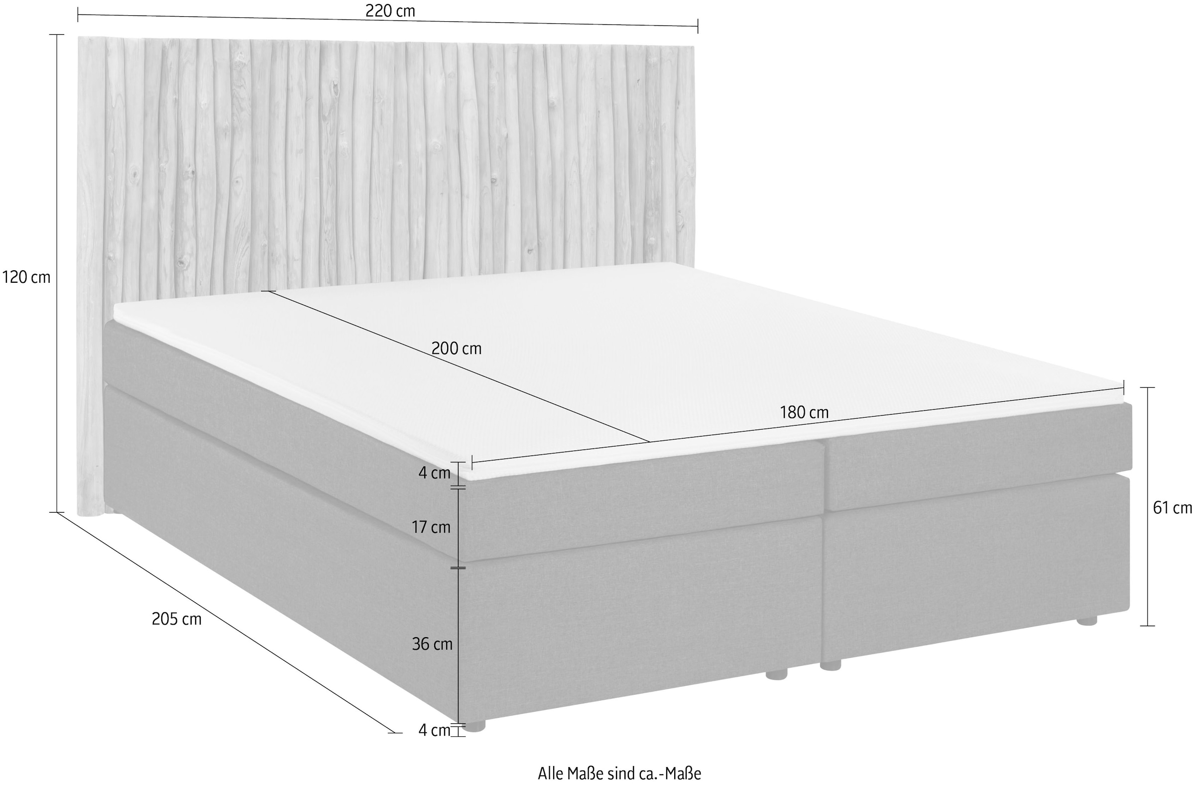 SIT Boxspringbett, Mit Kopfteil aus Ästen