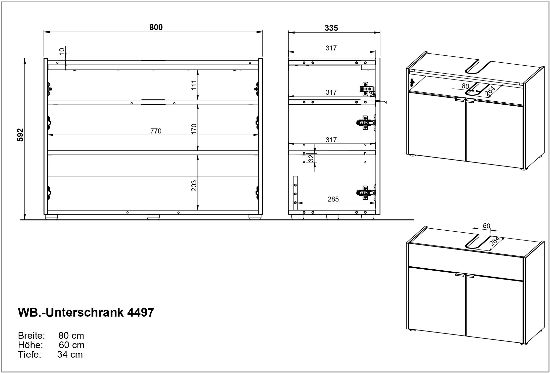 GERMANIA Badmöbel-Set »Ameca«, (3 St.), Badezimmer-Set bestehend aus Waschbeckenunterschr., Spiegel & Schrank