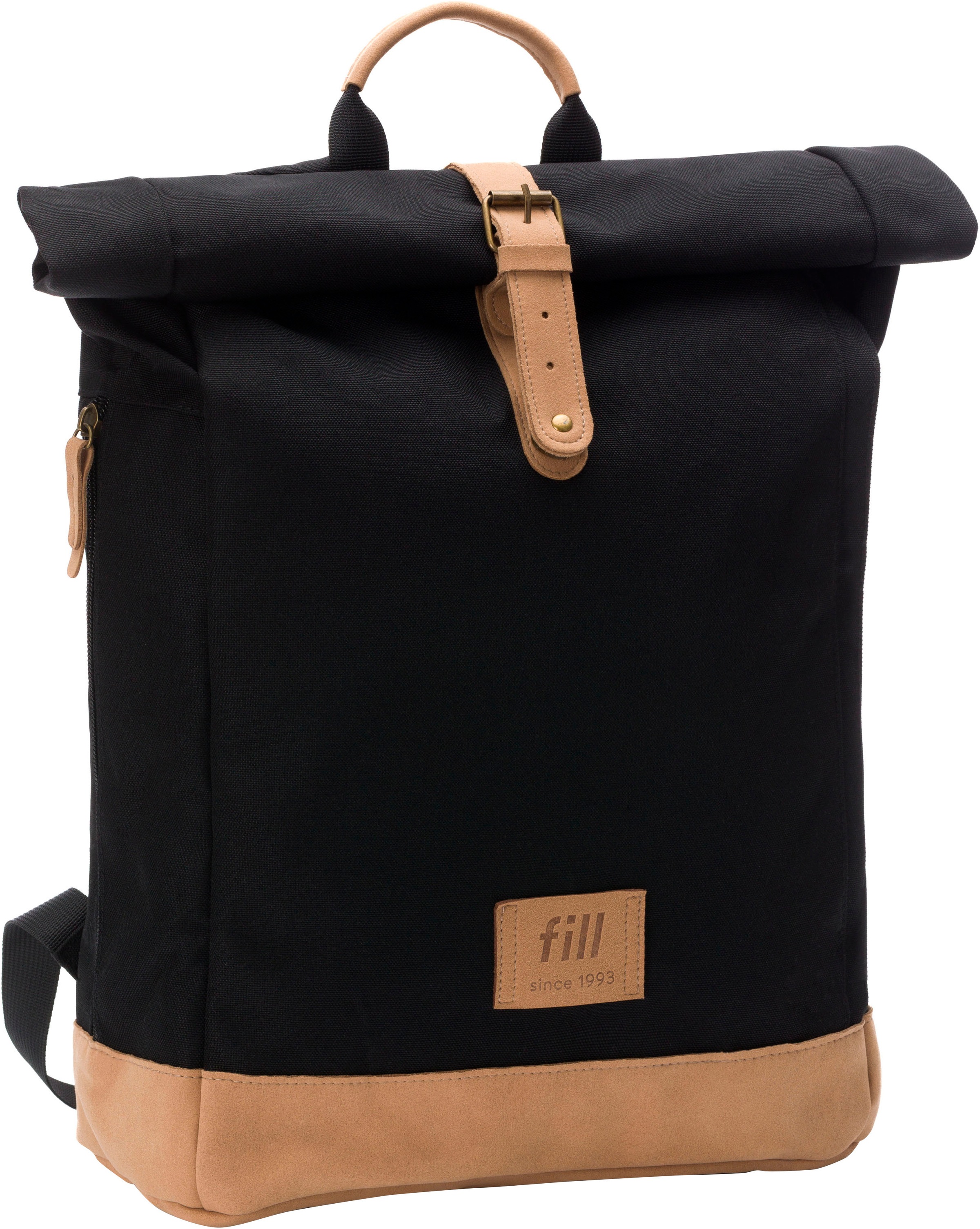 Wickelrucksack FILLIKID "Rolltop Berlin schwarz", Baby, Gr. B/H/T: 39cm x 53cm x 16cm, schwarz, Polyamid, Polyurethane, Rucksäcke, inkl. Wickeltunterlage