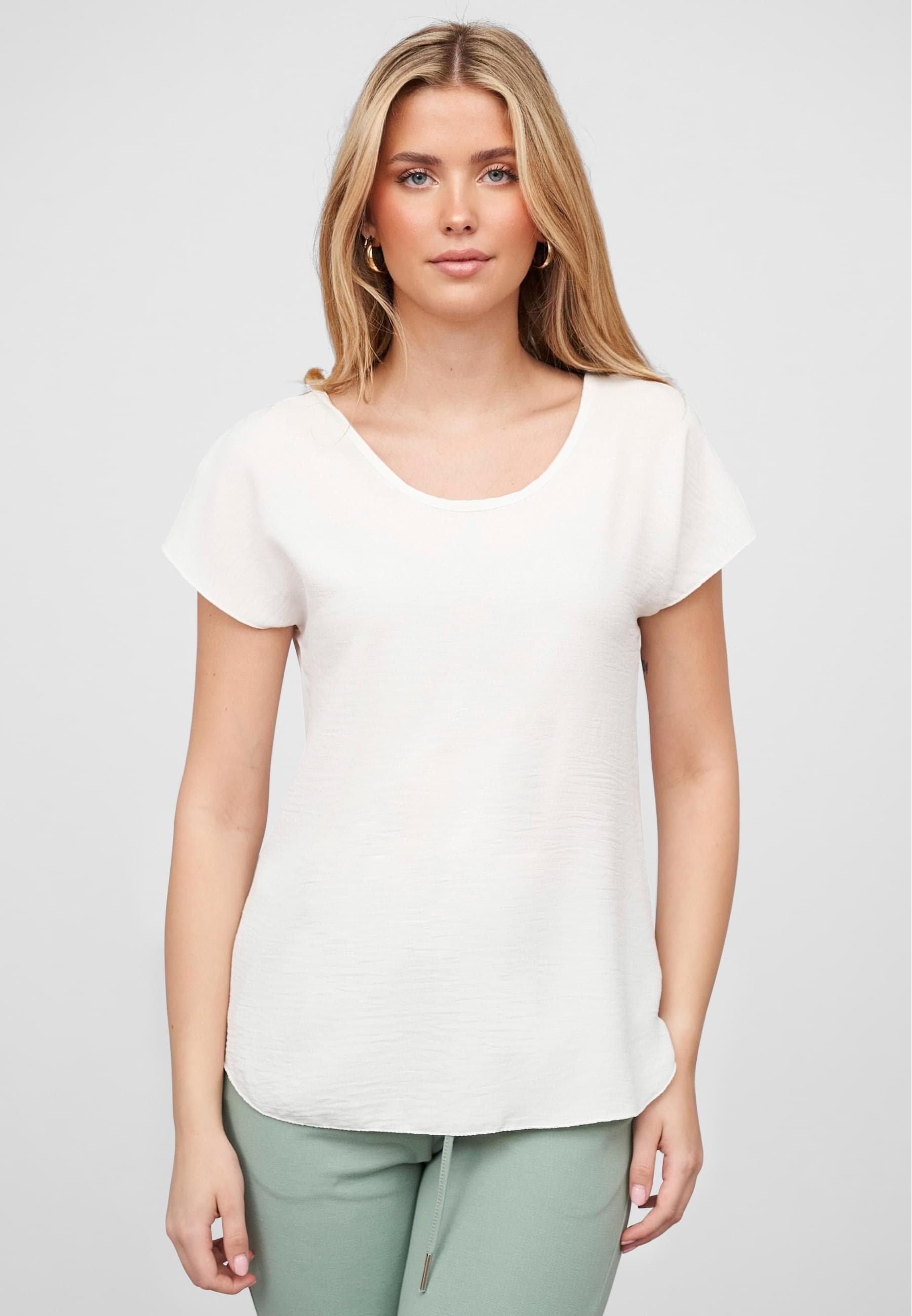 CLOUD 5IVE T-Shirt »CLOUD 5IVE Cloud5ive Damen Musselin Top mit Spitzenbesatz hinten« 1 Stk. tlg.