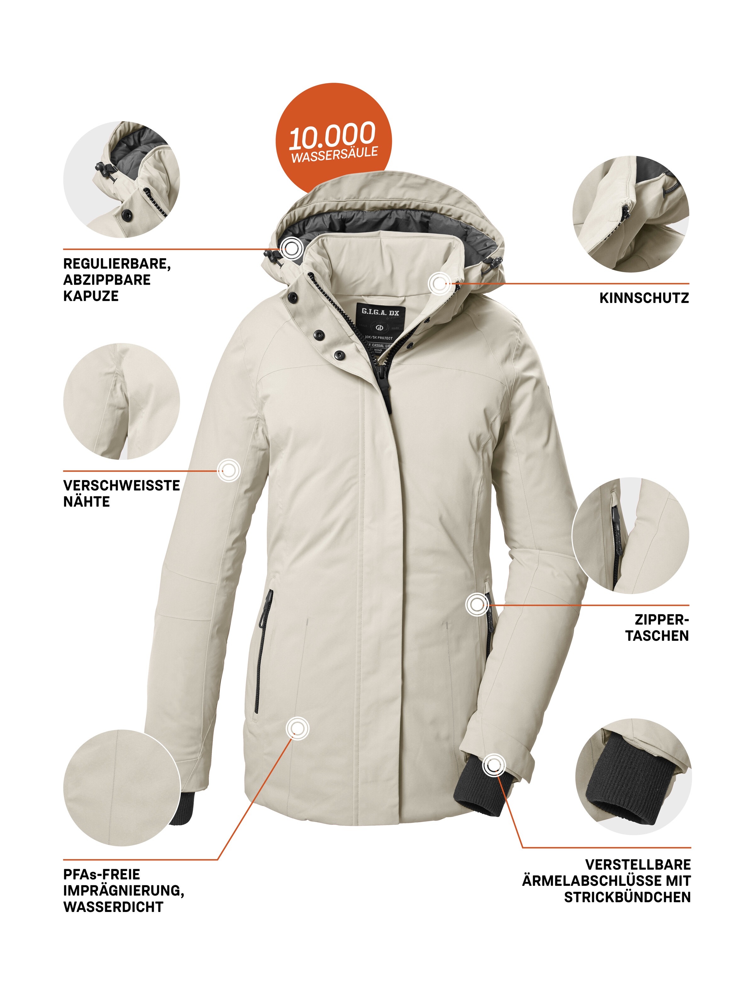 G.I.G.A. DX by killtec Funktionsjacke »GW 6 WMN JCKT«, Damen Winterjacke: wasserdicht, atmungsaktiv, abnehmbare Kapuze