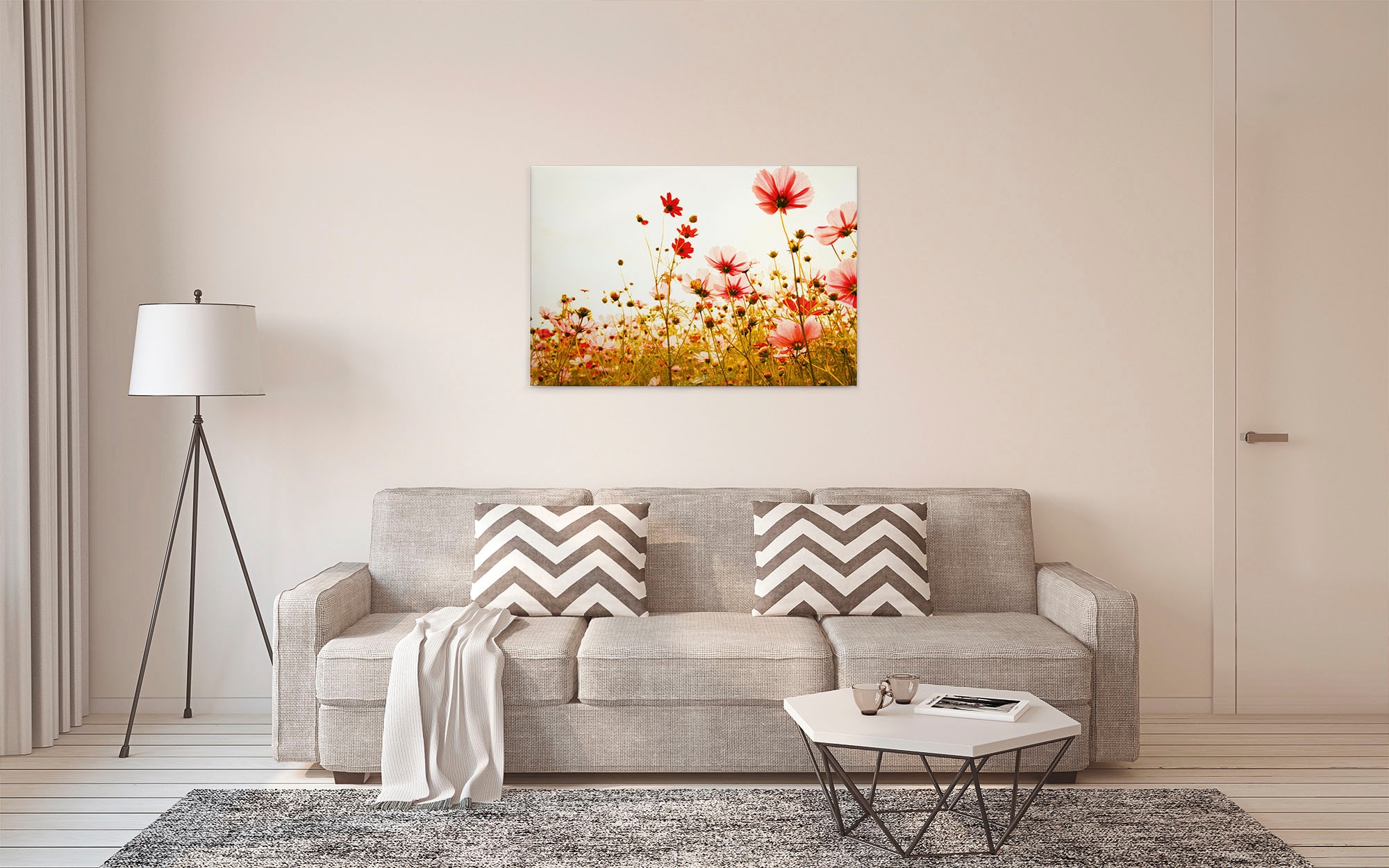 A.S. Création Leinwandbild »Flower Meadow«, Kunst-Blumen-Kinder, (1 St.), Mohnblume Keilrahmen Blumenwiese Leinwand-Bild Wohnzimmer modern Wand