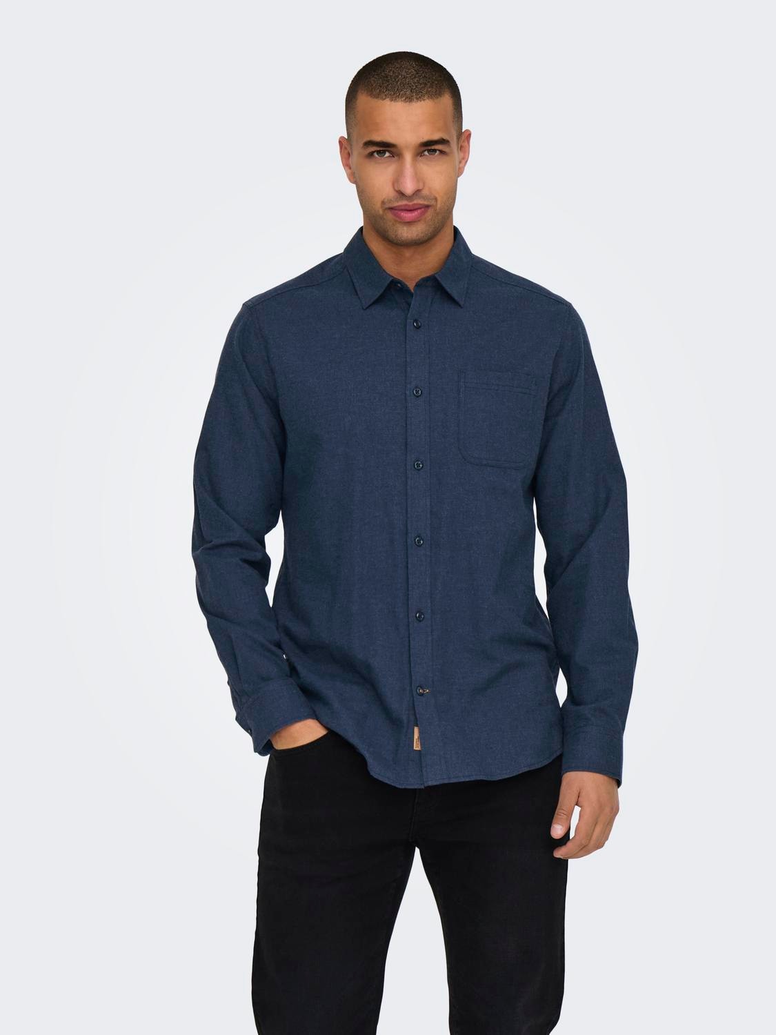 ONLY & SONS "ONSROAD LIFE REG MELANGE LS SHIRT NOOS"