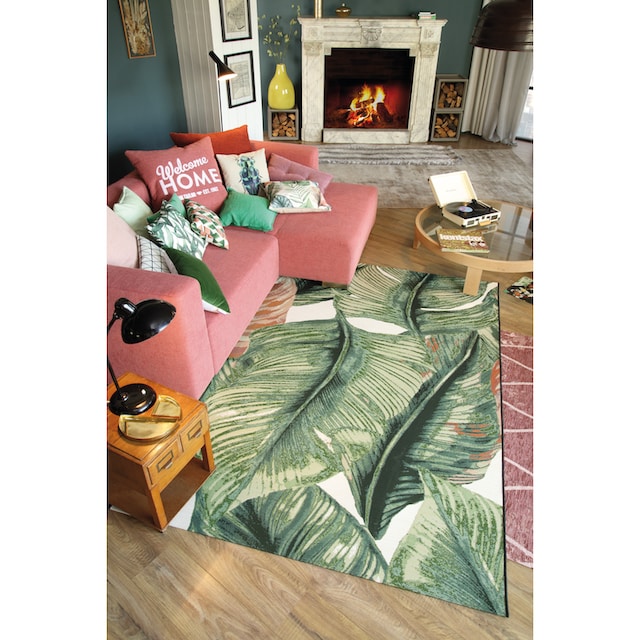 TOM TAILOR HOME Teppich »Garden Leaf«, rechteckig, Flachgewebe, In- und Outdoor  geeignet, Wohnzimmer | BAUR