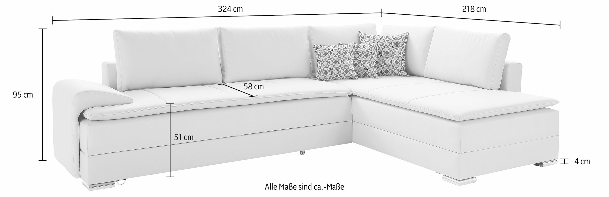 INOSIGN Ecksofa »Night & Day L-Form«, mit Boxspring Bettfunktion 180x200 cm, Dauerschläfer