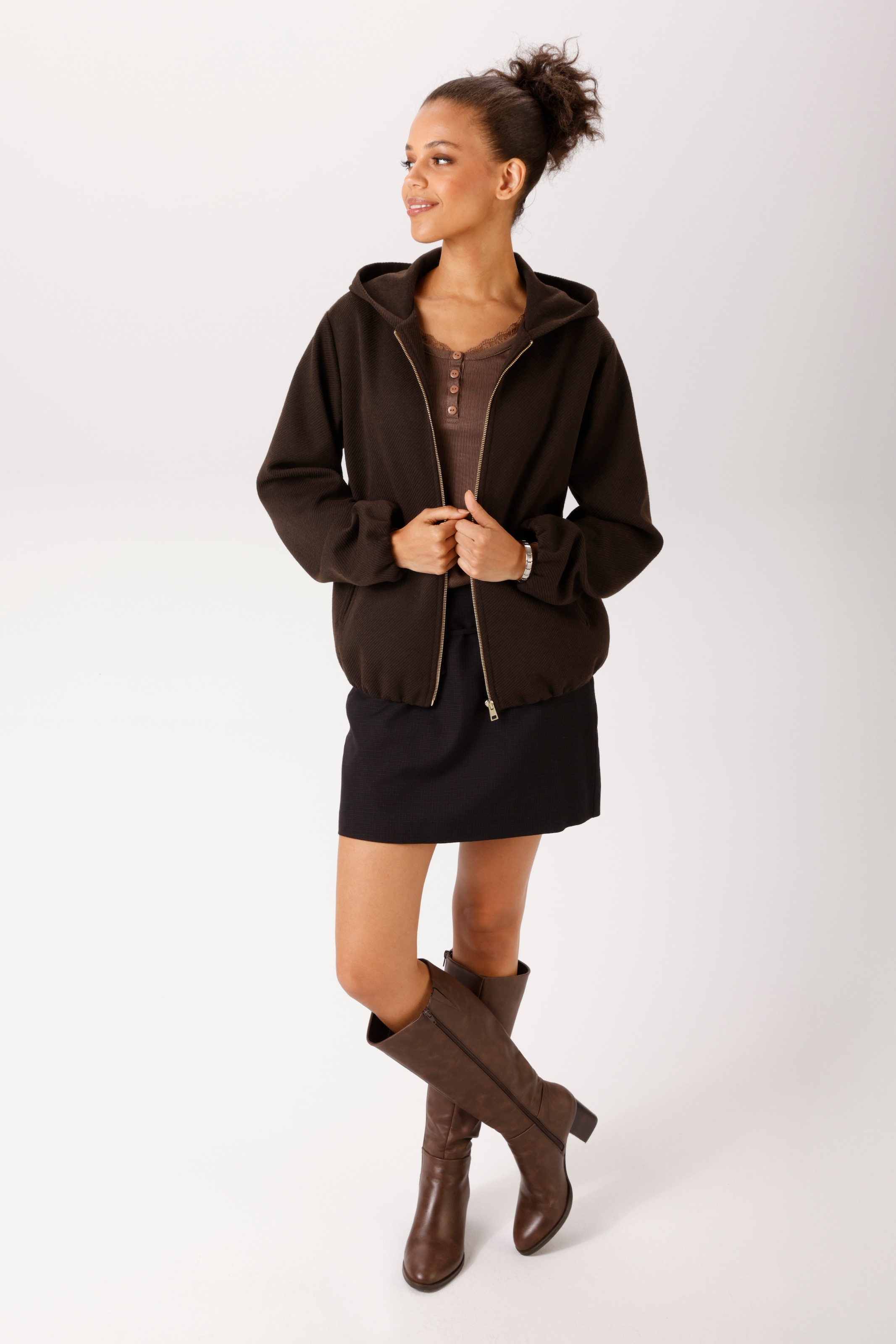 Aniston CASUAL Fleecejacke mit Kapuze mit Kapuze - NEUE KOLLEKTION