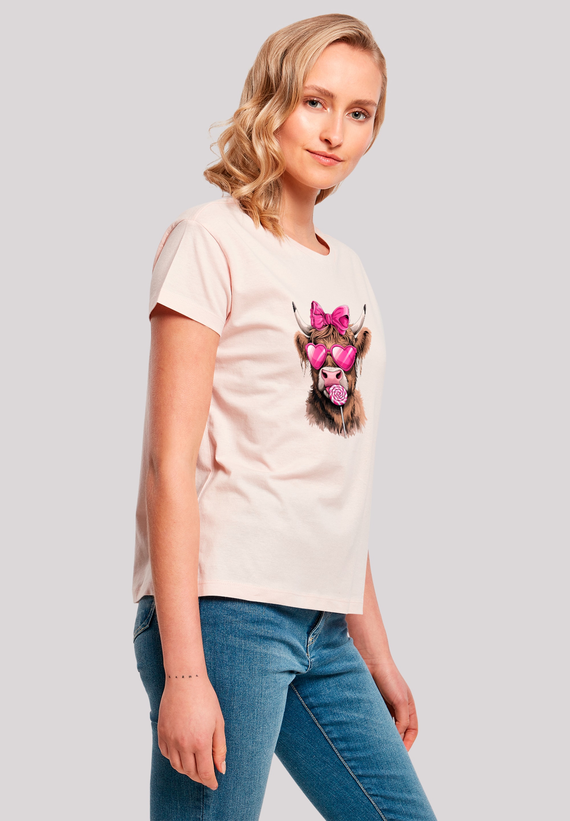 F4NT4STIC T-Shirt »Highland Cow Valentinstag Sonnenbrille«, Premium Qualität