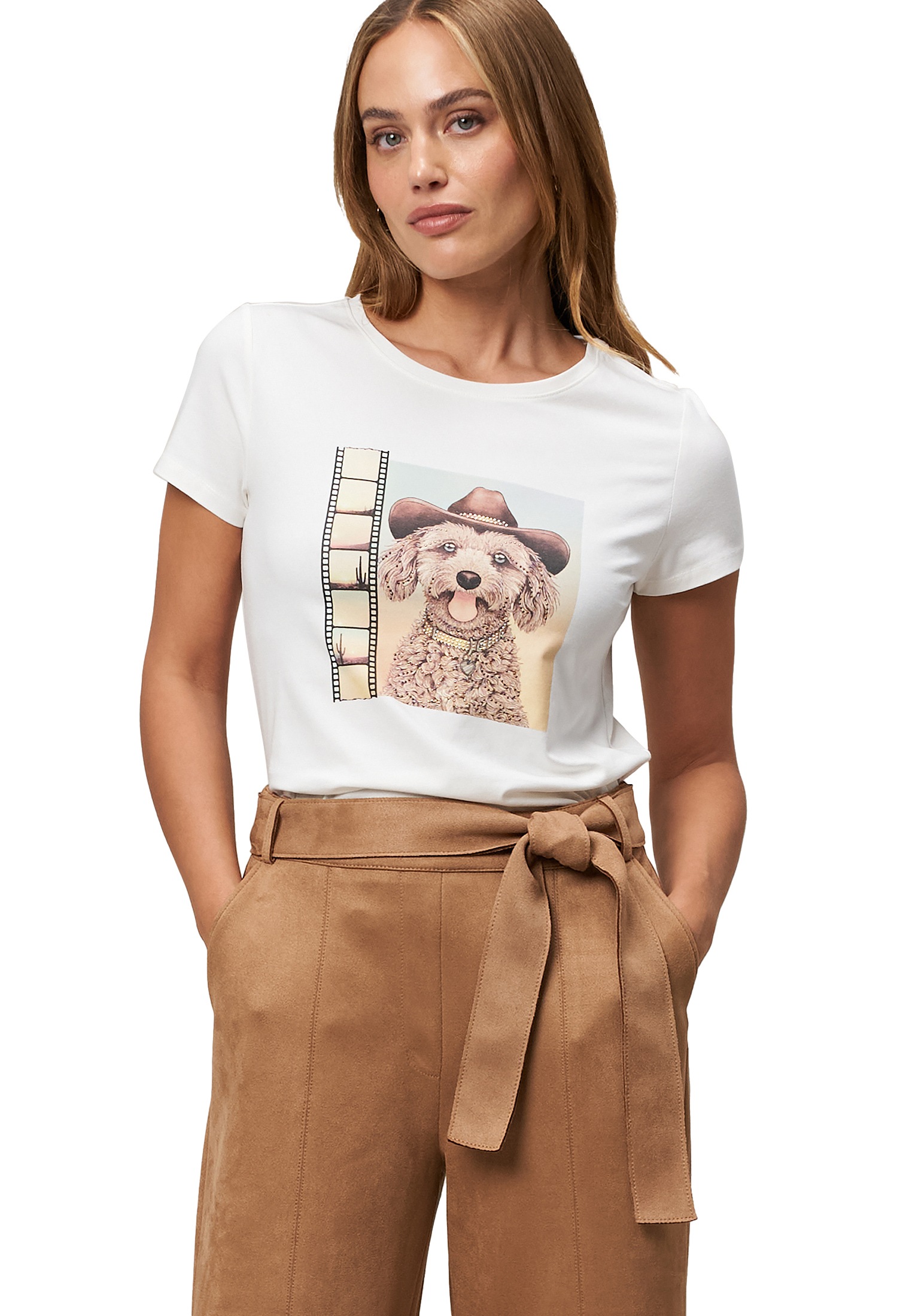 Zero Kurzarmshirt "Damen mit Hundemotiv", 1 Stk. Plain/ohne Details günstig online kaufen