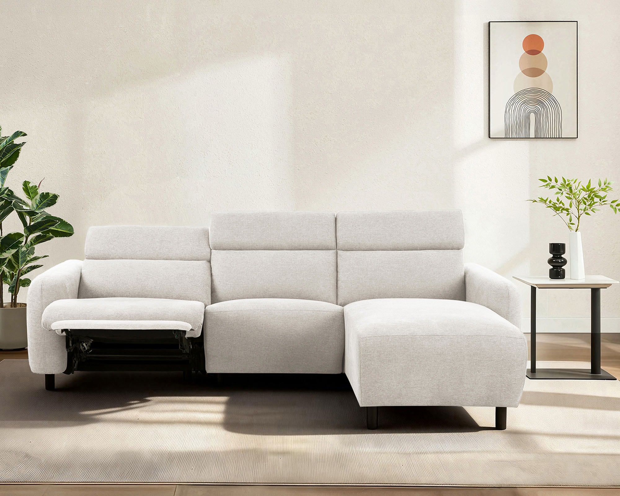 OTTO home Ecksofa "SKAANE Struktur, L-Form, 274 cm, manuelle/elektrische Relaxfunktion," 274 cm, mit Kopfteilverstellung und man. oder elektr. Relaxfunktion