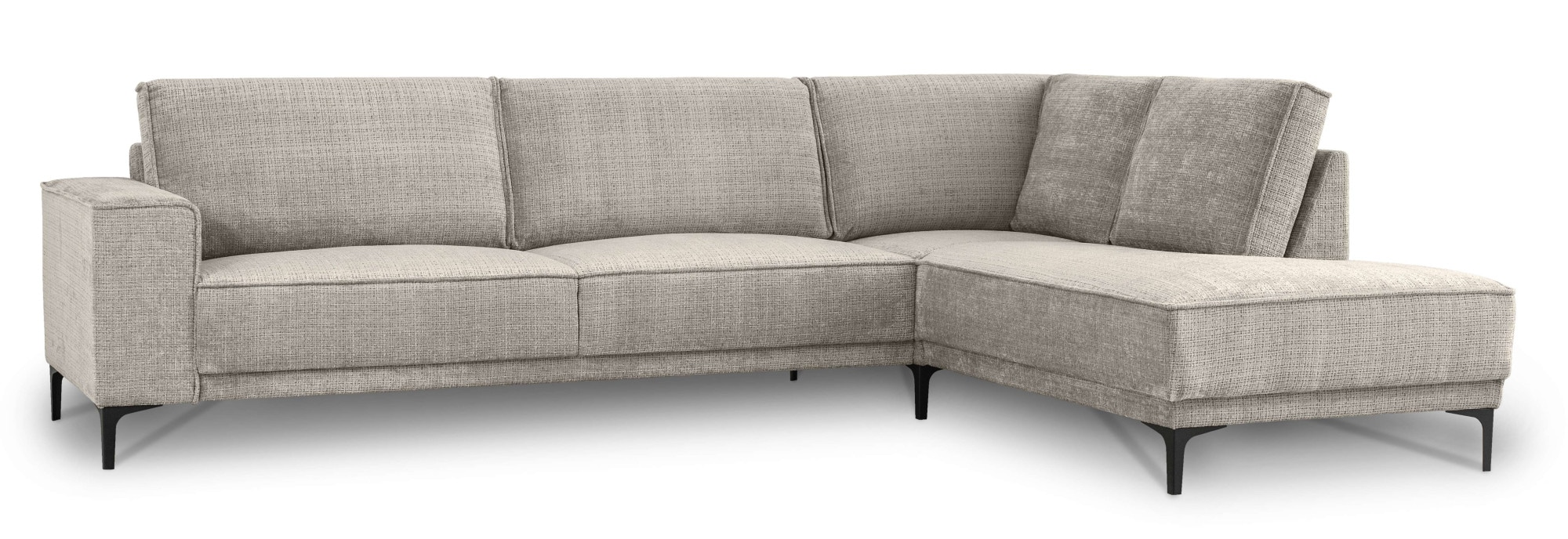 Places of Style Ecksofa »Polsterecke Oland, Struktur, Flachgewebe, Luxus-Microfaser, Boucle«, L-Form, 289 cm, Wellenunterfederung, Skandi-Design, Metallfüße