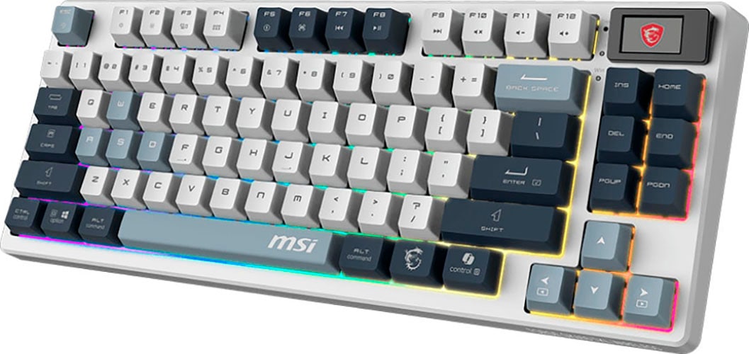 MSI Gaming-Tastatur »FORGE GK600 TKL WIRELESS SKY«, (Antirutsch-Füße-Funktionstasten-Licht-Bewegungs-Sensor-Multimedia-Tasten-USB-Anschluss-Windows-Sperrtaste-Lautstärkeregler)