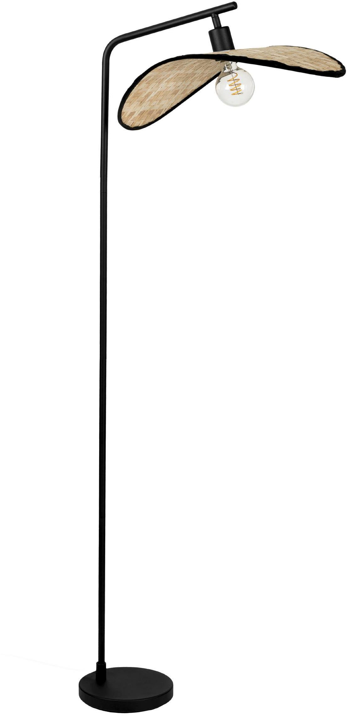 EGLO Stehlampe "Marywell Stehleuchte, Wohnzimmerlampe aus Bambus und Metall, Lampe", 1, H: 159,5cm, 1 Stk.schwarz, Wohnzimmer, Leuchten, Stehleuchte