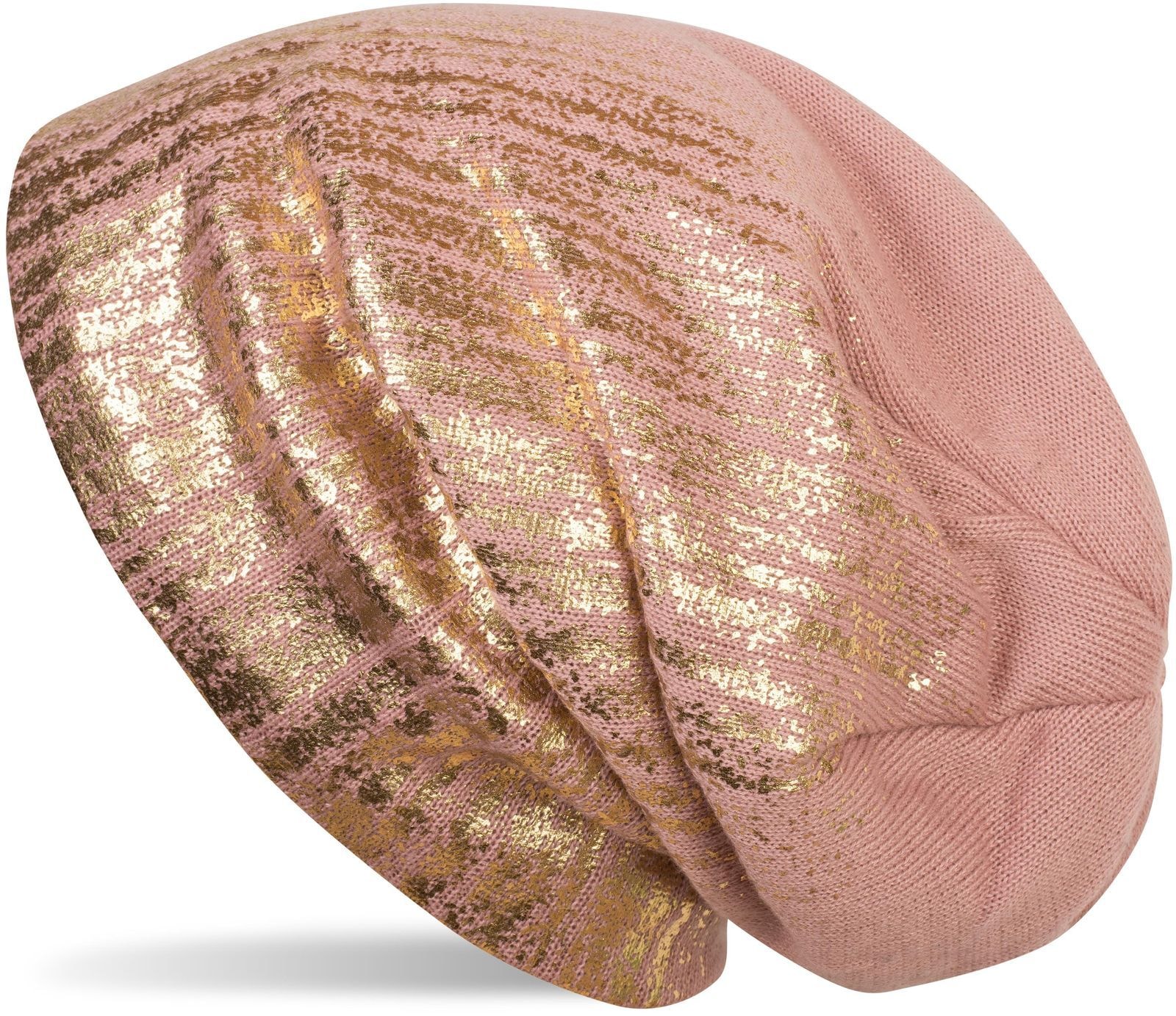 styleBREAKER Strickmütze "Feinstrick Beanie mit Metallic Print" 1 Stk.