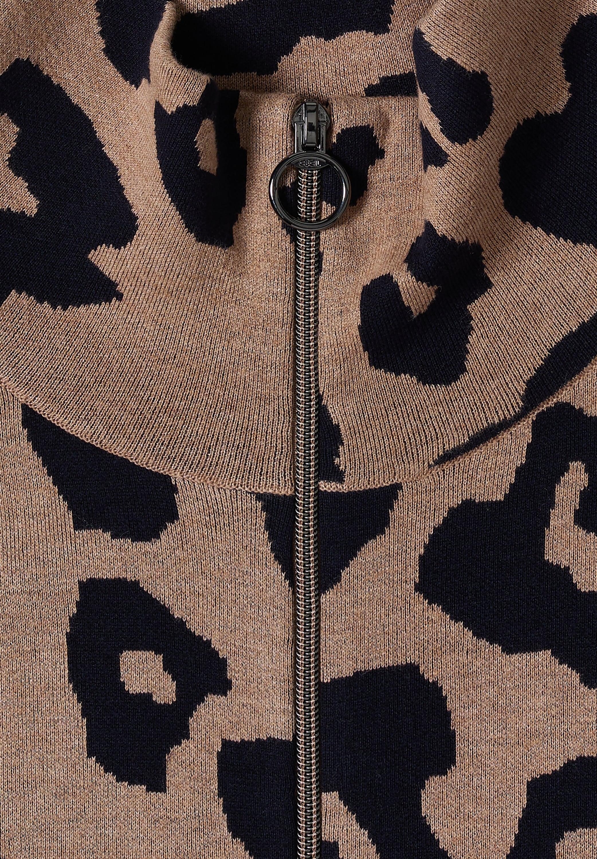 Cecil Strickweste ärmellos, mit Animal Print, großer Kragen