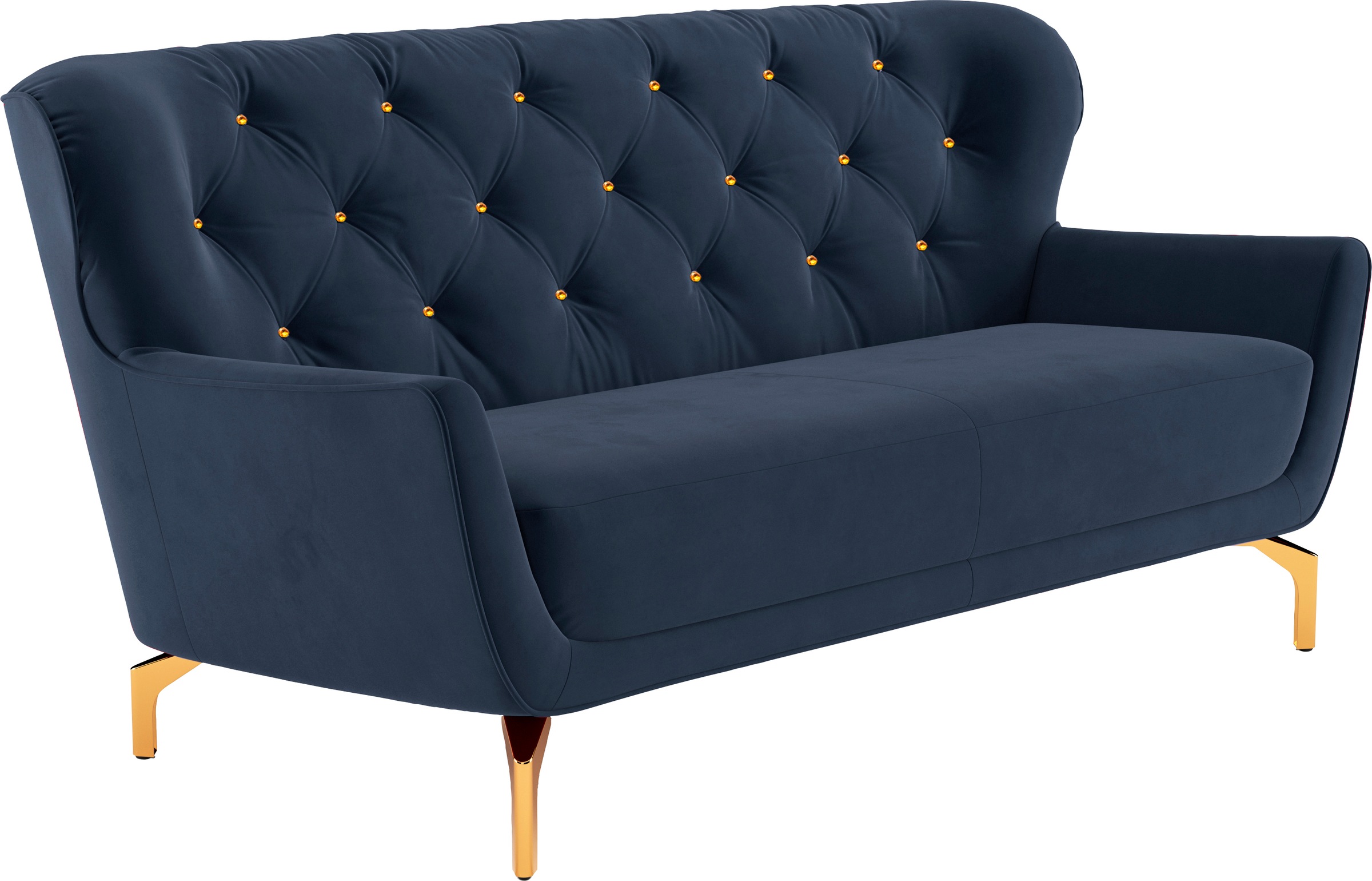 sit&more 3-Sitzer »Orient 3«, inkl. 2 Zierkissen mit Strass-Stein, goldfarbene Metallfüße
