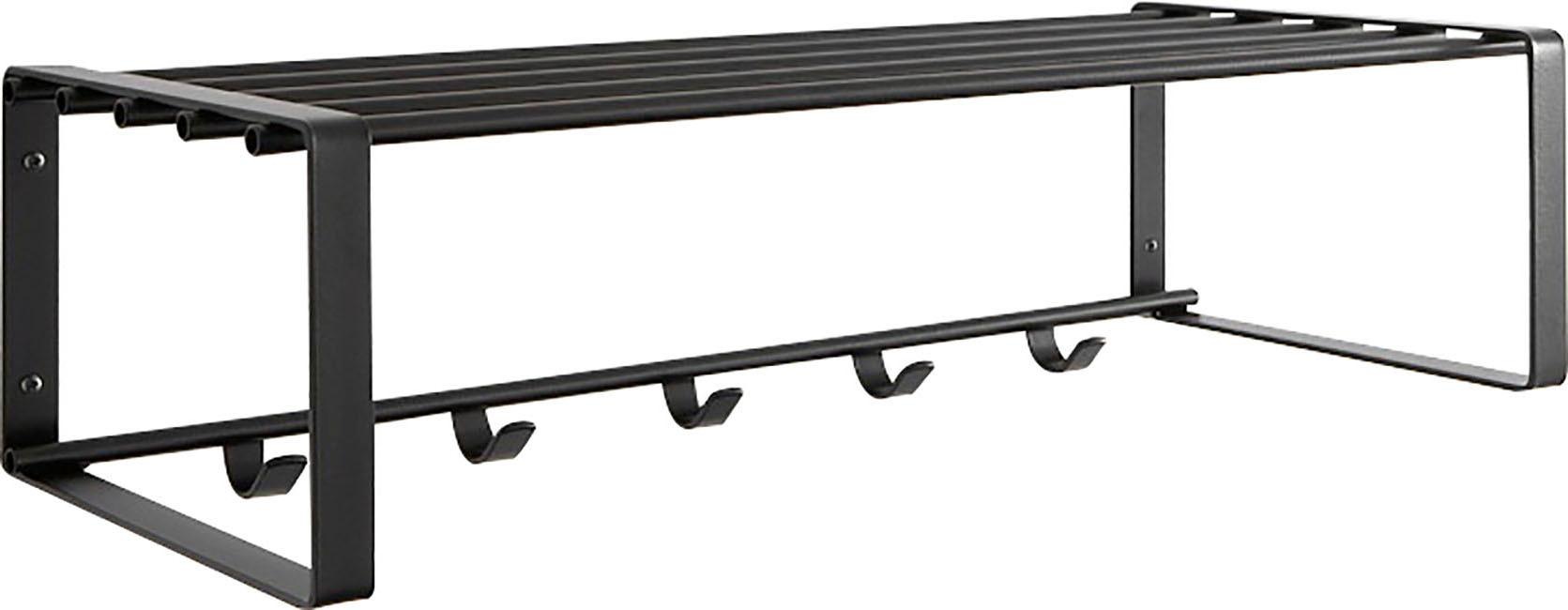 Spinder Design Garderobenleiste "REX" Wandgarderobe aus Stahl mit Hutablage günstig online kaufen