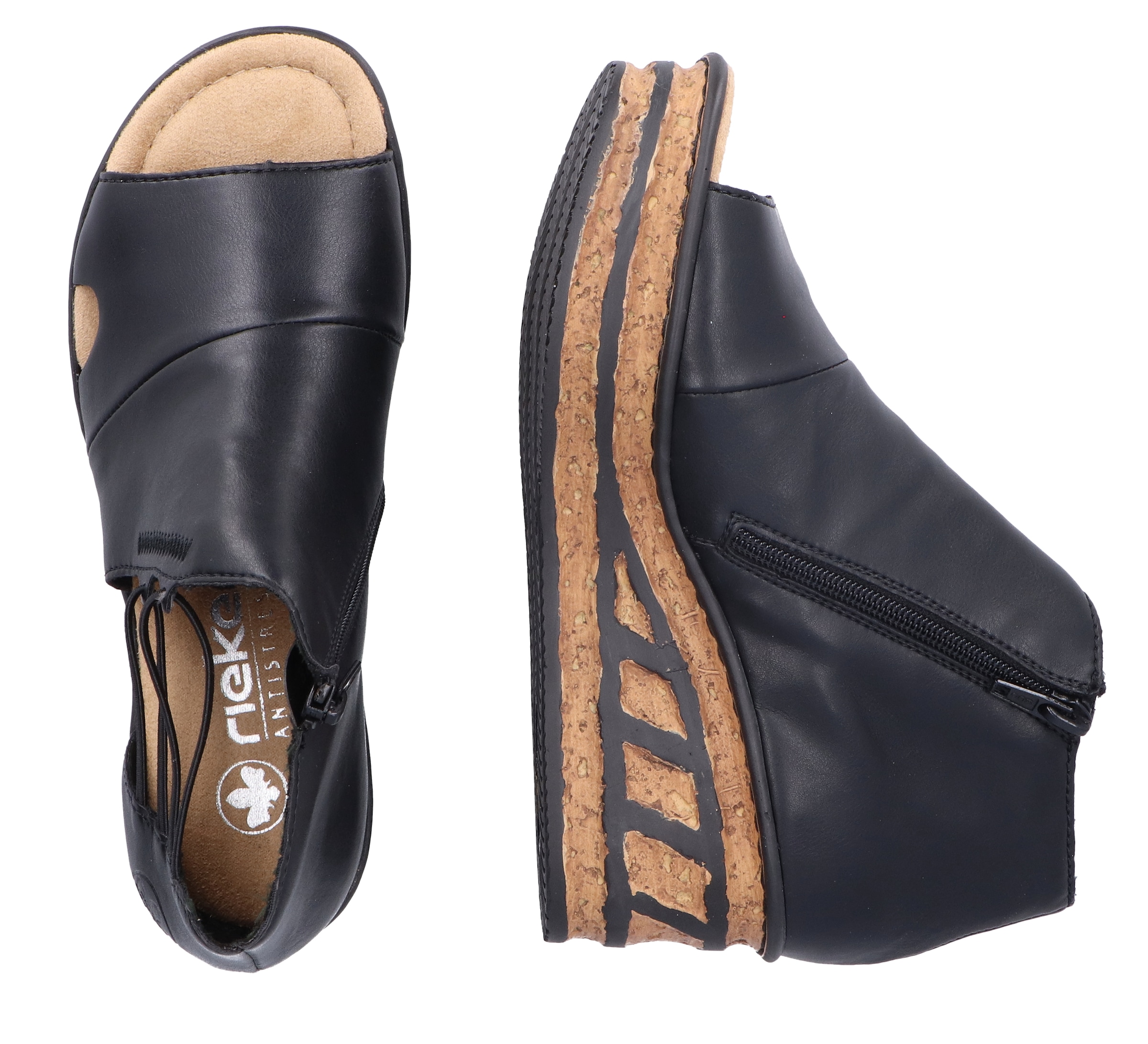 Rieker Keilsandalette, Sommerschuh, Sandale, Keilabsatz, mit Innen-Reißverschluss