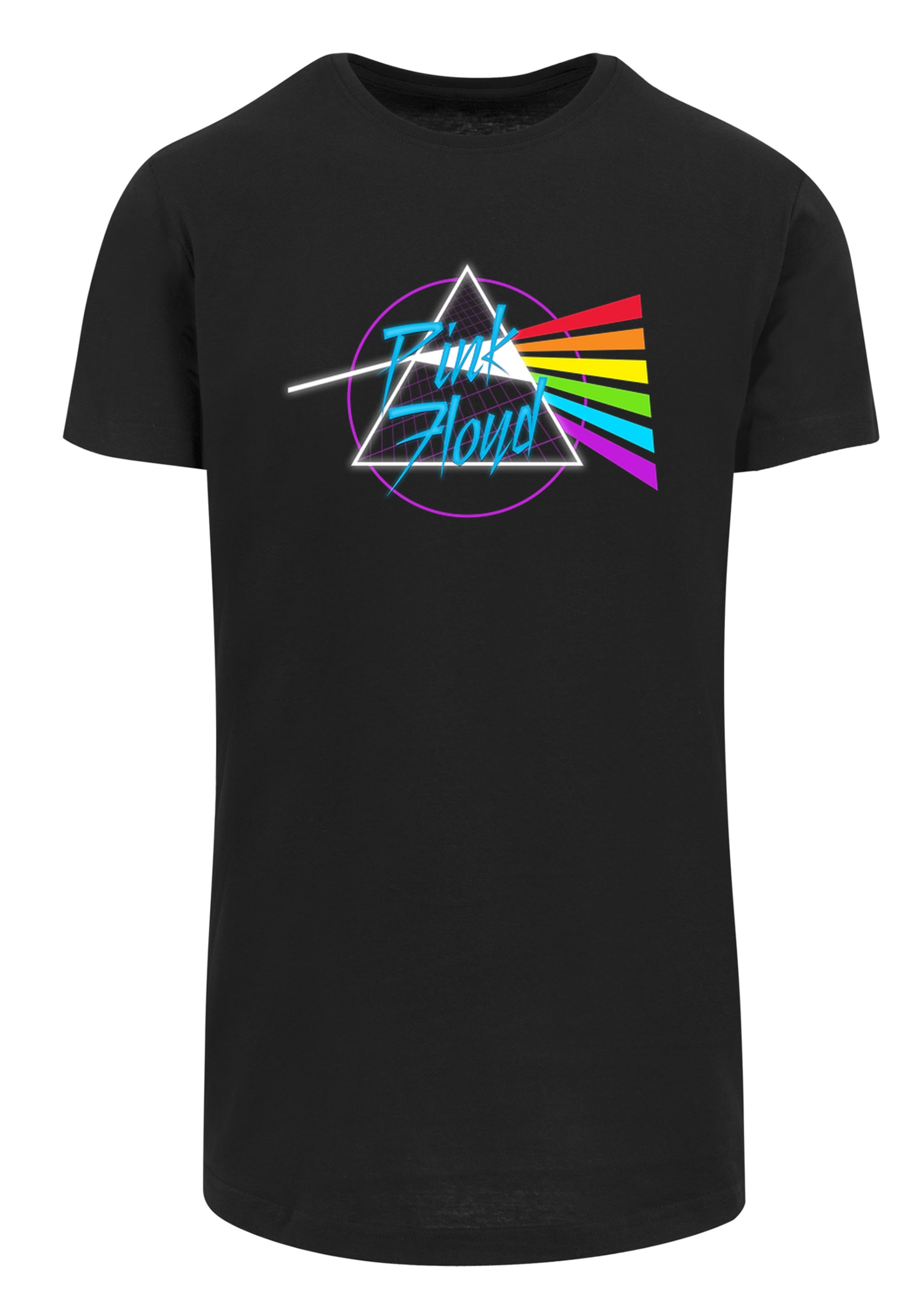 F4NT4STIC T-Shirt »Long Cut T-Shirt Pink Floyd Neon Dark Side Logo Rock Shirt«, Print