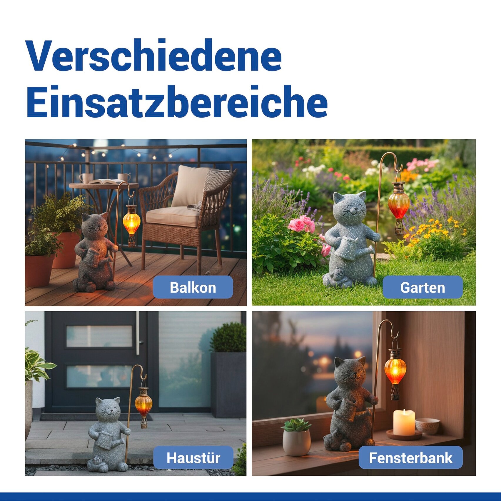 Maximex LED Dekofigur »Modell Katze und Heißluftballon« Warmweiß dekorative, solarbetriebene Gartenleuchte, wetterbeständig