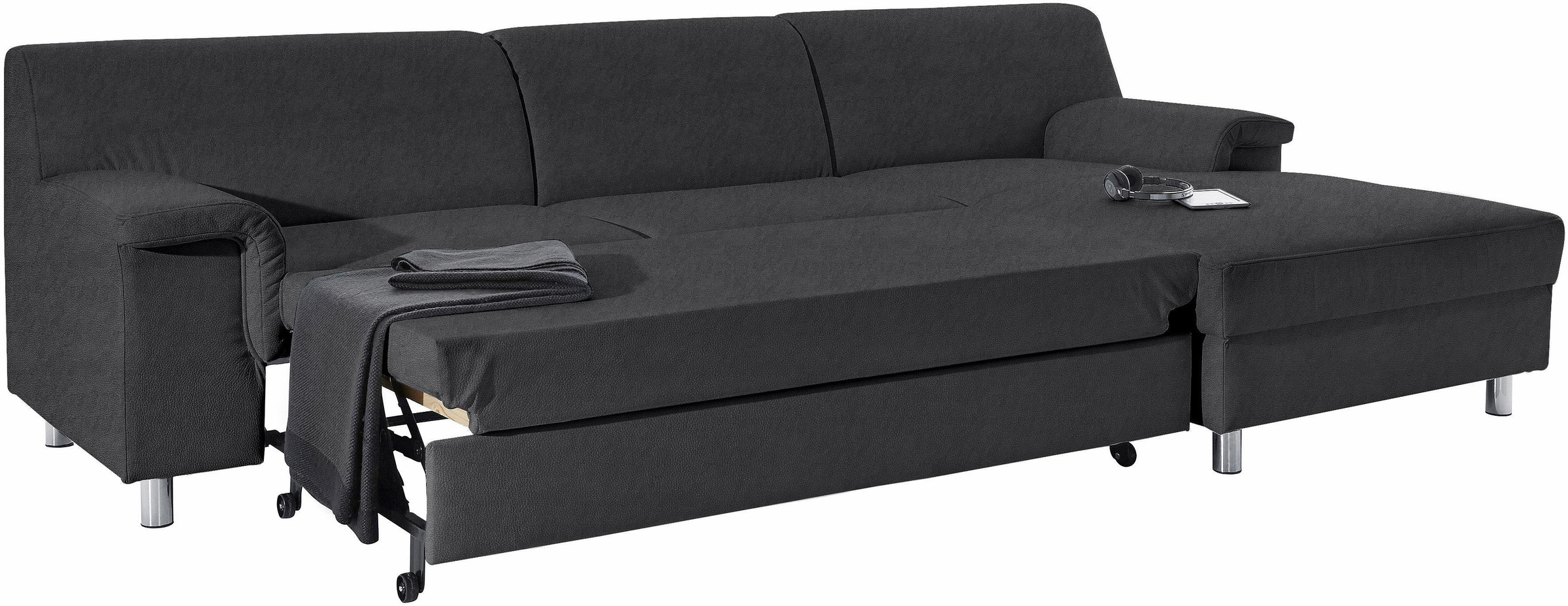 INOSIGN Ecksofa »Jamie, modern und elegant, Fußhöhe 9cm, L-Form,«, wahlweise mit Bettfunktion