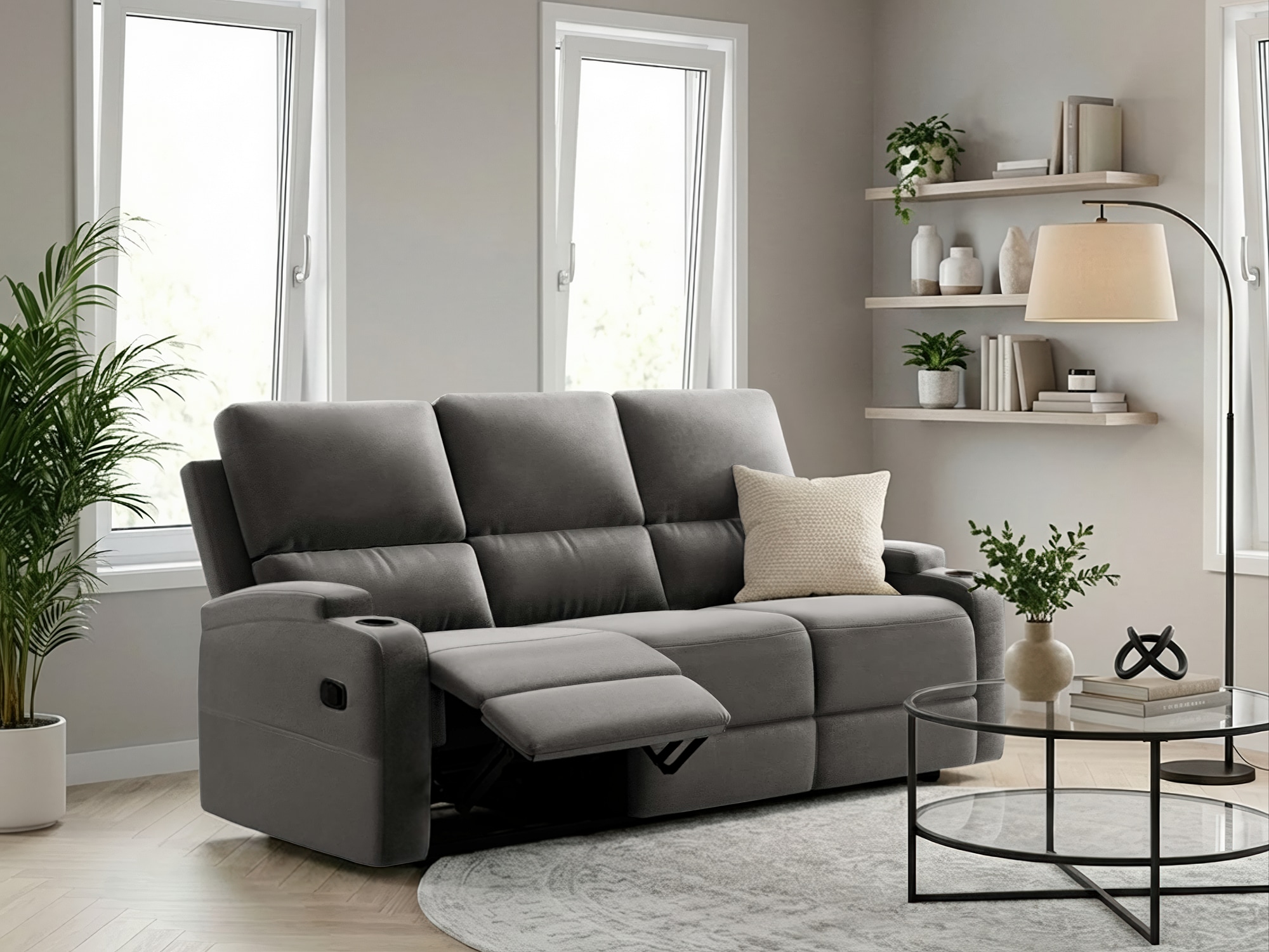 OTTO home 3-Sitzer "NAPORI Lederoptik, Multimediasofa, Kinosessel XXL" Kinosofa mit 2 x Relaxfunktion und Getränkehalter
