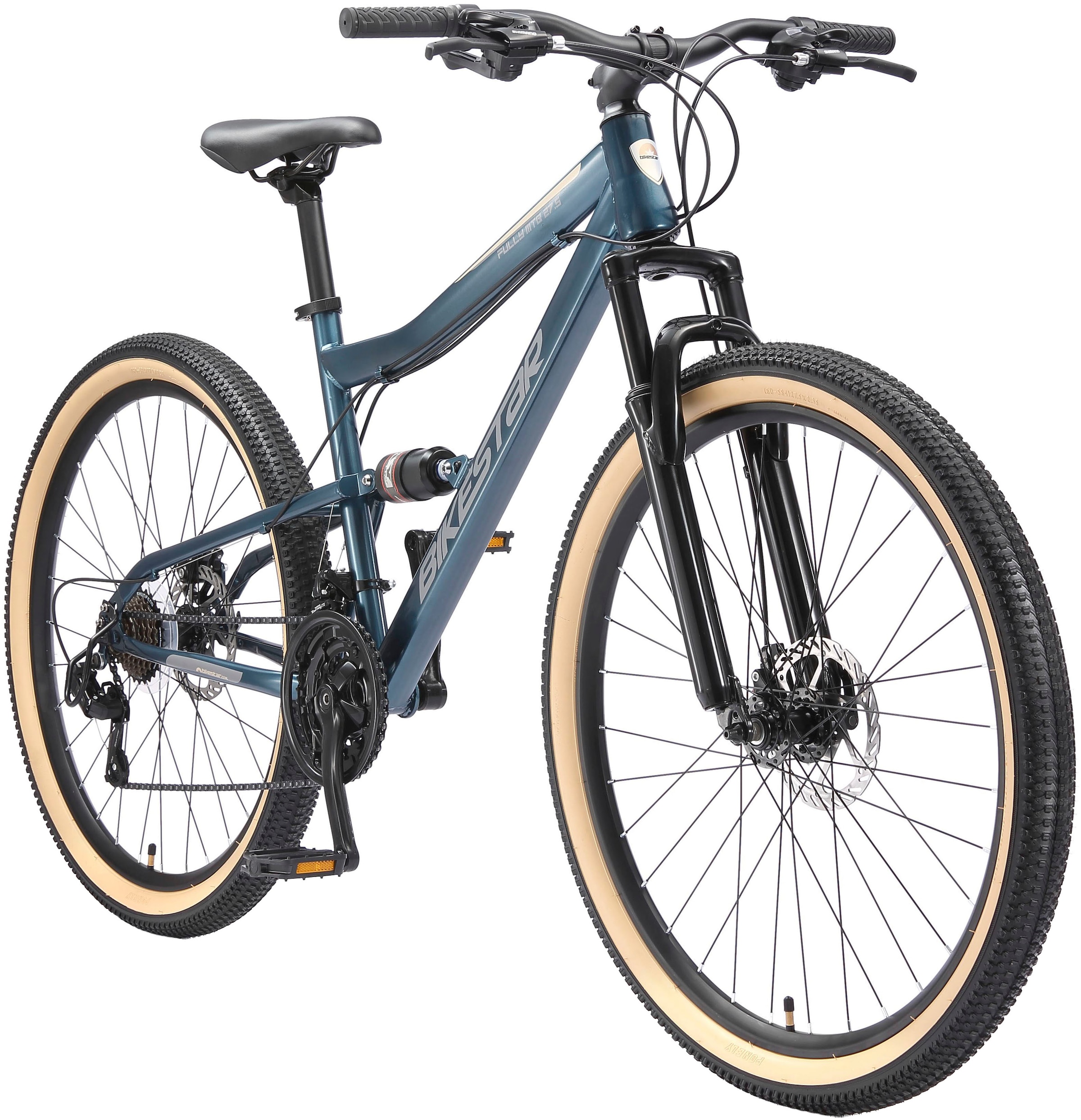 Bikestar Mountainbike, 21 Gang, Shimano, RD-TY300 Schaltwerk, Kettenschaltung, für Damen und Herren, Kettenschaltung