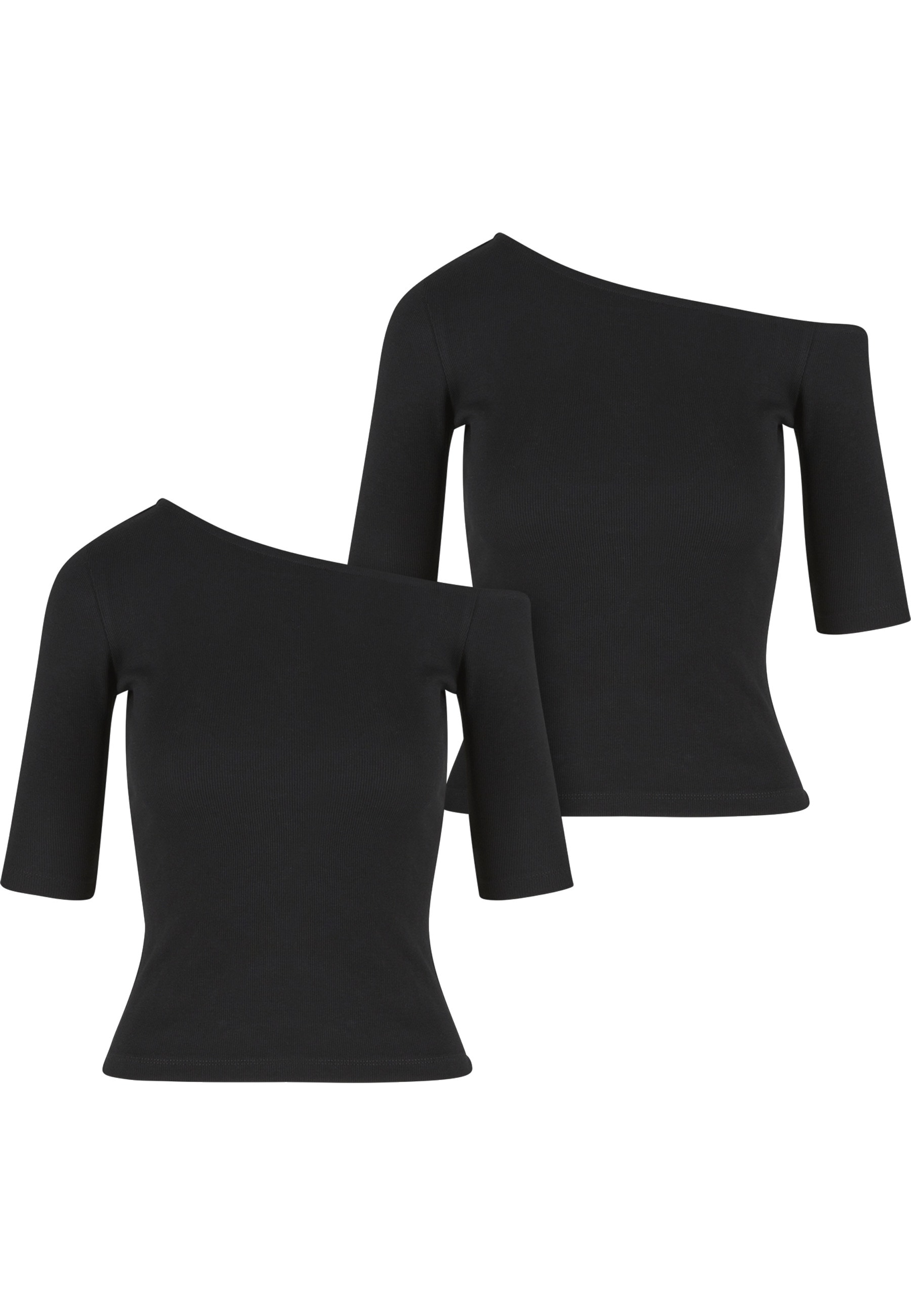 URBAN CLASSICS T-Shirt »Urban Classics Ladies Organic Asymmetric Rib Tee 2-Pack« 1 Stk.