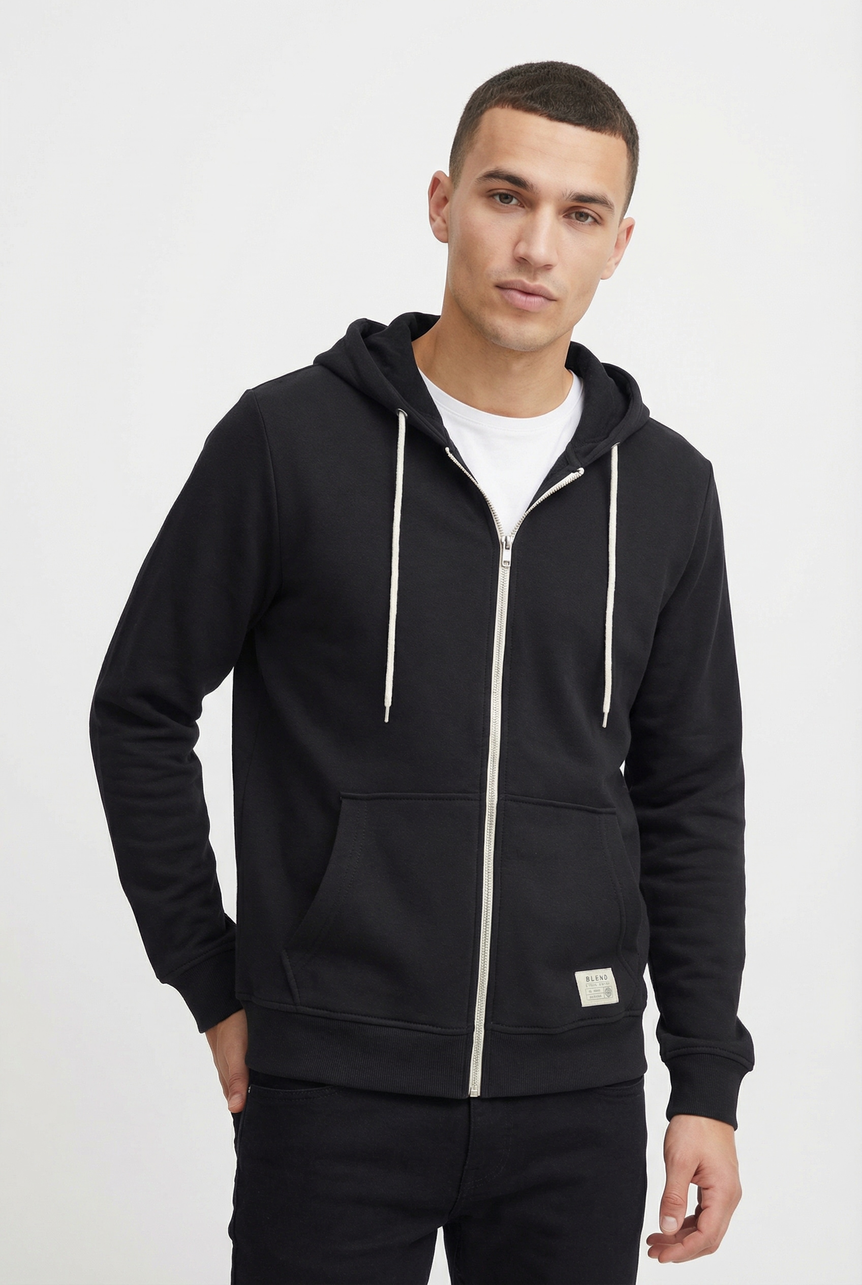 Blend Kapuzensweatjacke "BHNOAH" aus Baumwolle und Polyester, Slim Fit, mit Reißverschluss