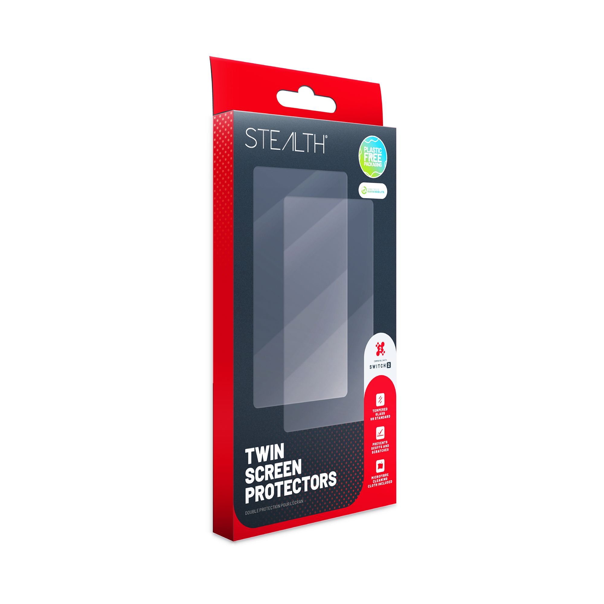 Stealth Displayschutzglas »Tempered Glass / Schutzglas (2 Stück) + Reinigungstuch für Switch 2«, für Nintendo Switch 2