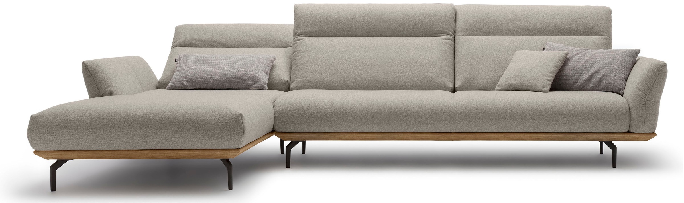 hülsta sofa Ecksofa »hs.460«, Sockel in Nussbaum, Winkelfüße in Umbragrau, Breite 338 cm