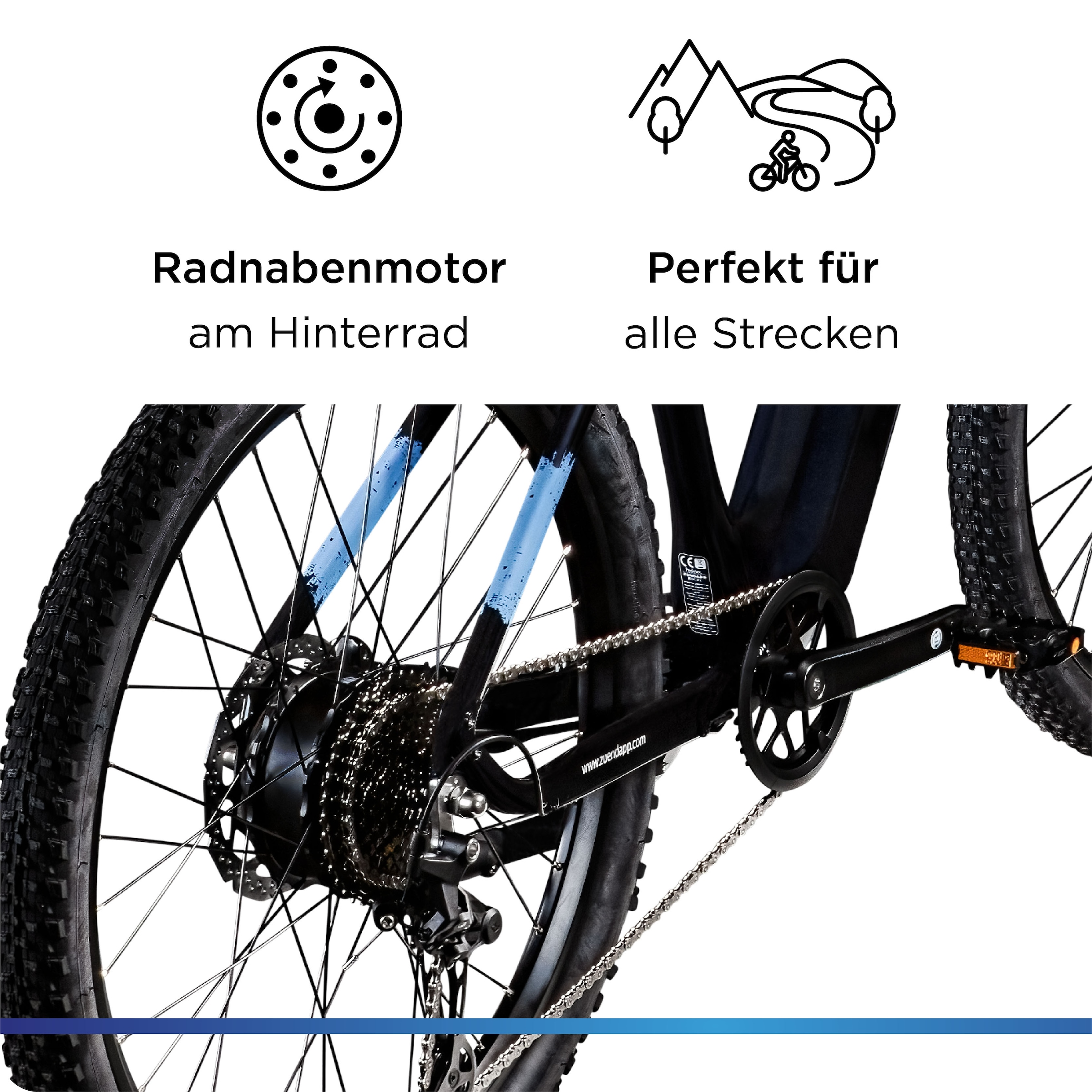 Zündapp »Z808« 10 Gang Shimano Deore RD-T6000 Schaltwerk Kettenschaltung Heckmotor 250 W Pedelec, Elektrofahrrad für Damen und Herren, MTB