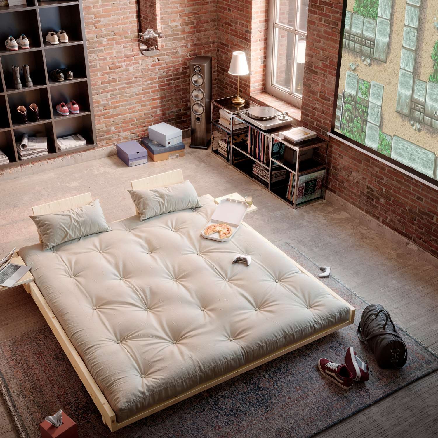 Karup Design Bett »Social Sofa Bed, mit verstellbarem Zubehör, inkl Matratze & Lattenrost«, Bett wahlweise mit 2 oder 4 Rückenlehnen und 2 Ablagen. Mit Matratze