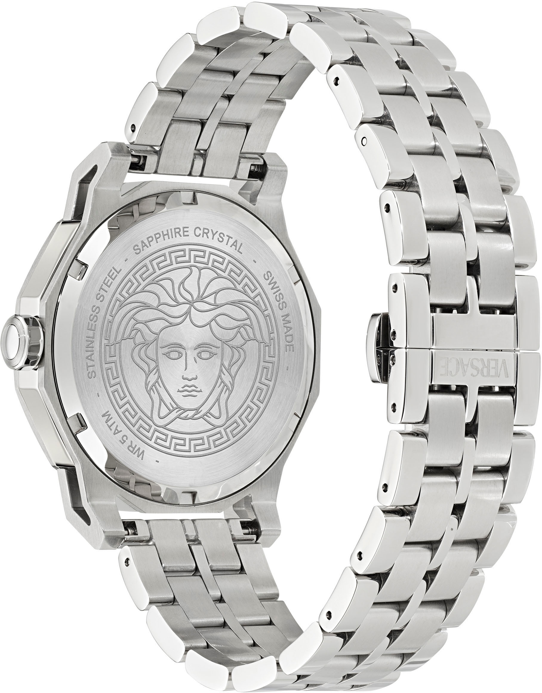 Versace Quarzuhr »MEDUSA DECO GENT«, Armbanduhr, Herrenuhr, Swiss Made, Saphirglas, Edelstahlarmband,analog