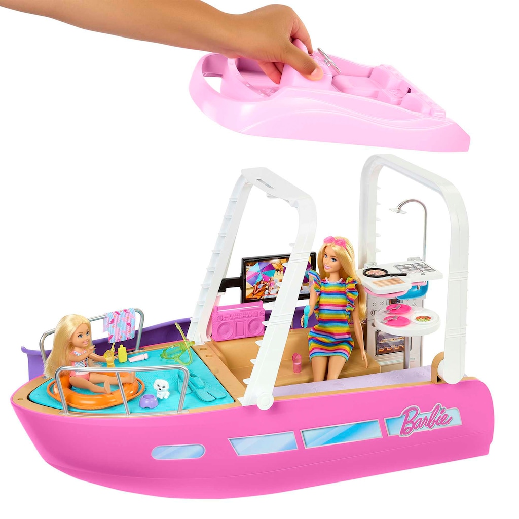 Barbie Puppen Fahrzeug »Barbie Traumboot mit Pool und Rutsche inkl. Barbie Zubehör«