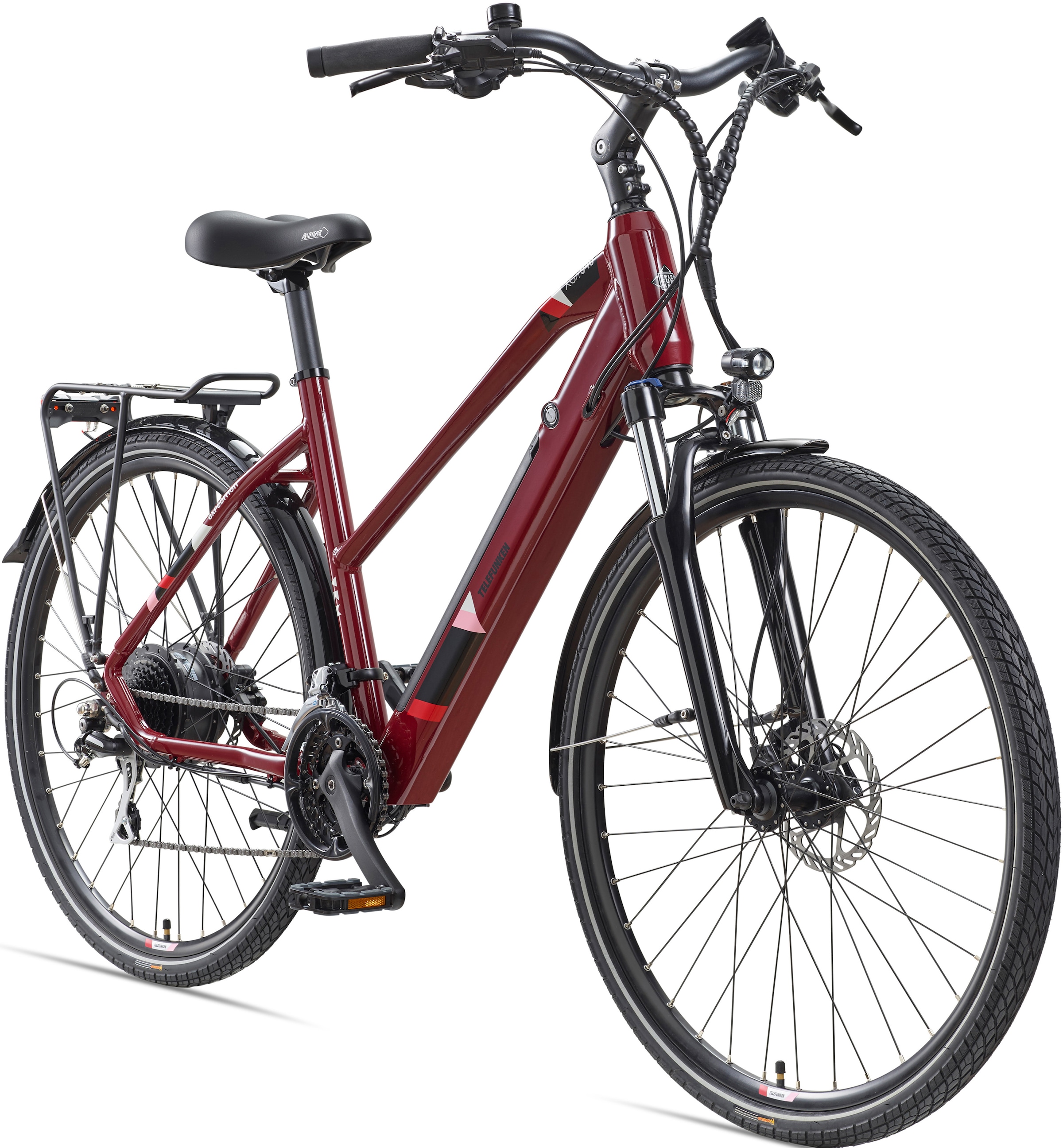 Telefunken E-Bike »Expedition XC940«, 24 Gang, Shimano, Acera, Heckmotor 250 W, (ca. 100 km Reichweite-hydraulische Scheibenbremsen-Straßenzulassung), Trekking Elektrofahrrad, Damen, 28 Zoll, 36 V 417,6 Wh Akku, Pedelec