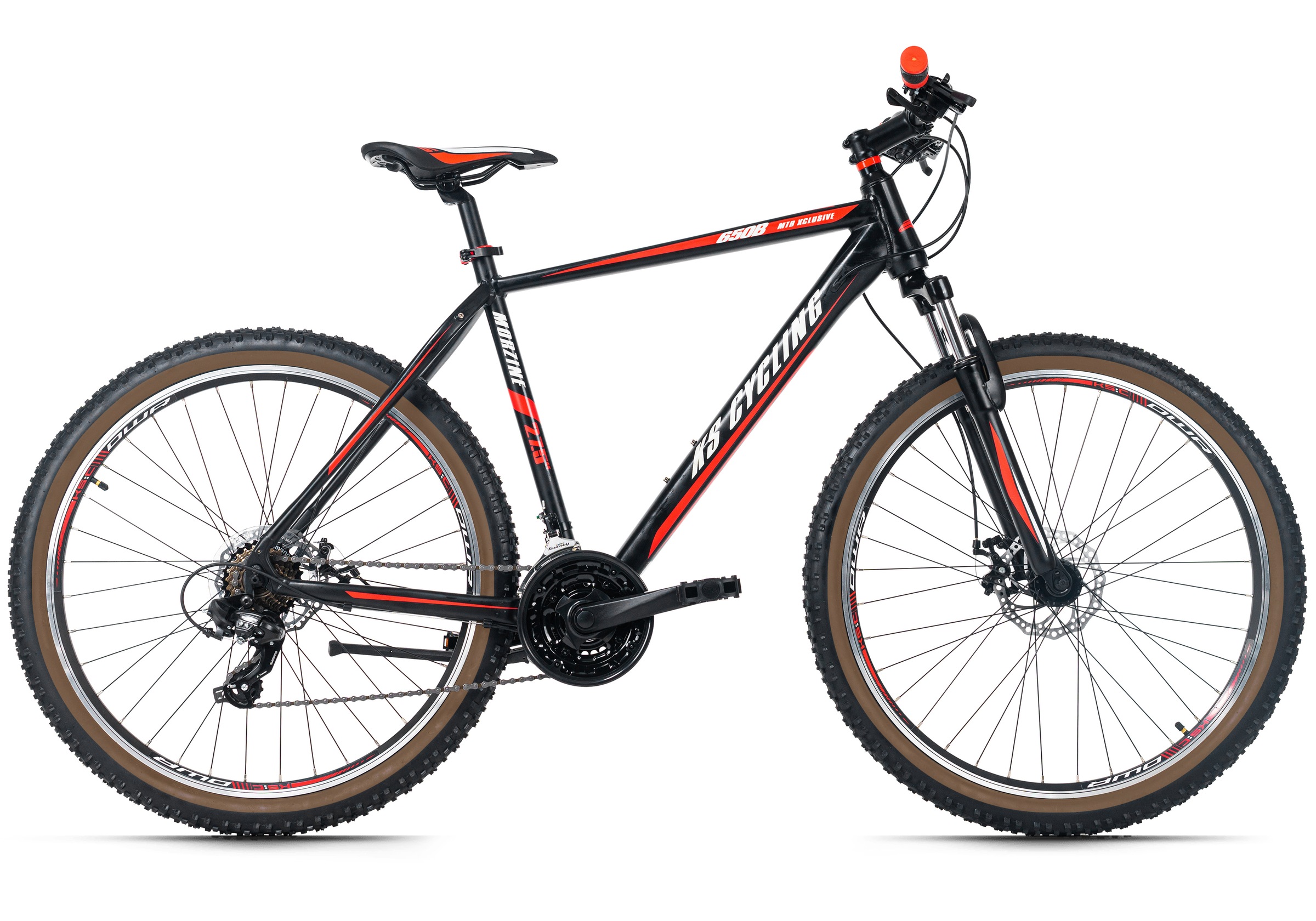 KS CYCLING Mountainbike "Hardtail 27,5'' Morzine schwarz-rot 21 Gänge", 48cm, 27,5 Zoll (69,85cm) hinten: 27,5 Zoll (69,85cm)schwarz, rot, schwarz,