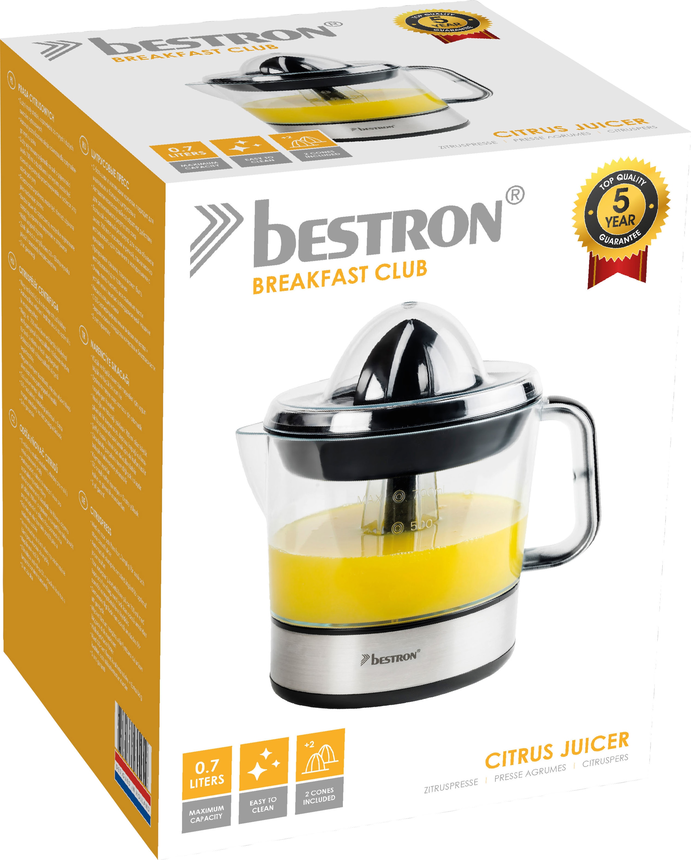 bestron Zitruspresse »ACJ350Z«, 40 W, mit Aromadeckel, 0,7 l, Schwarz