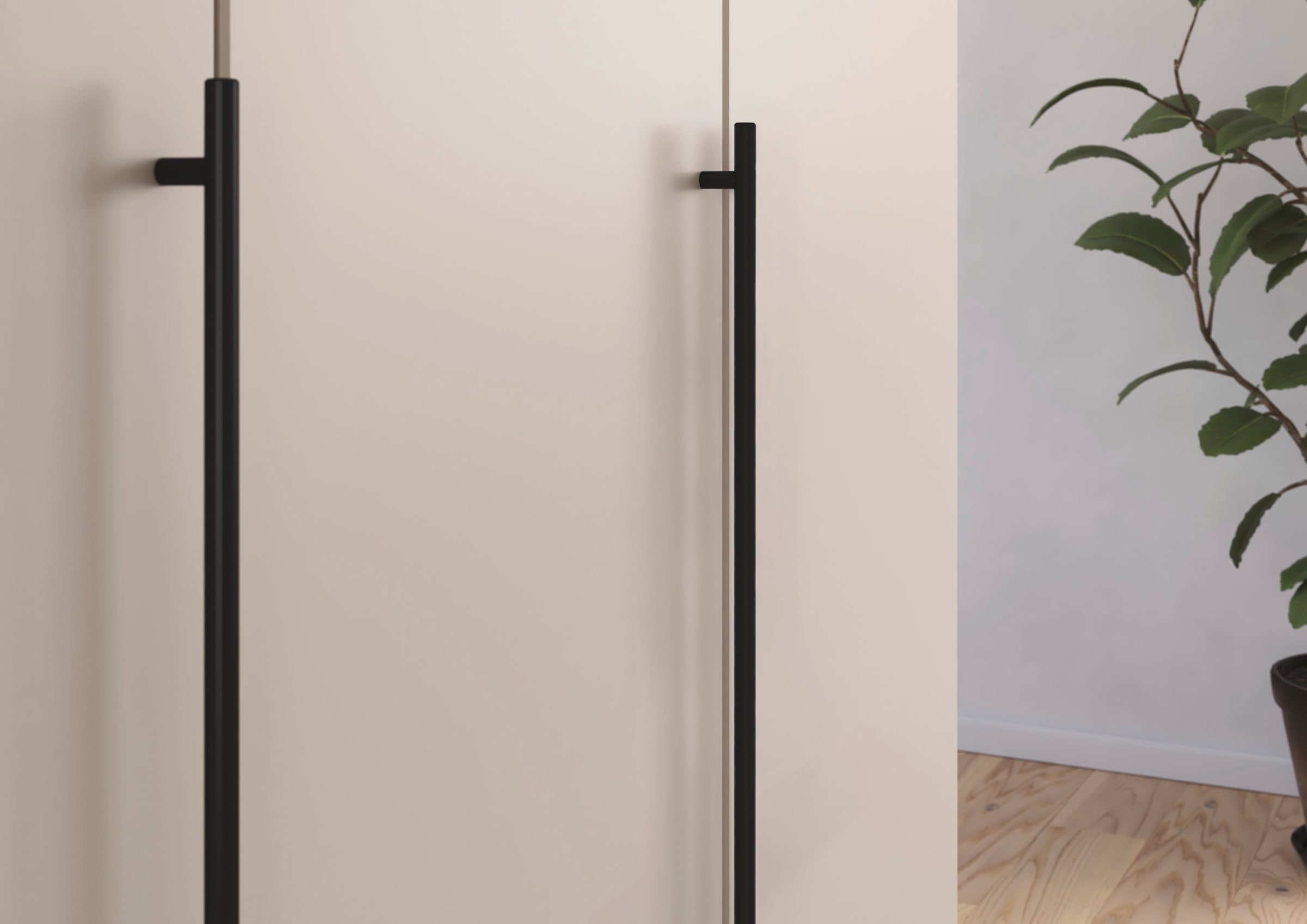 rauch Kleiderschrank, (in 3 verschiedenen Ausstattungen BASIC/CLASSIC/PREMIUM), mit hochwertigen Stangengriffen in Schwarz aus Metall MADE IN GERMANY